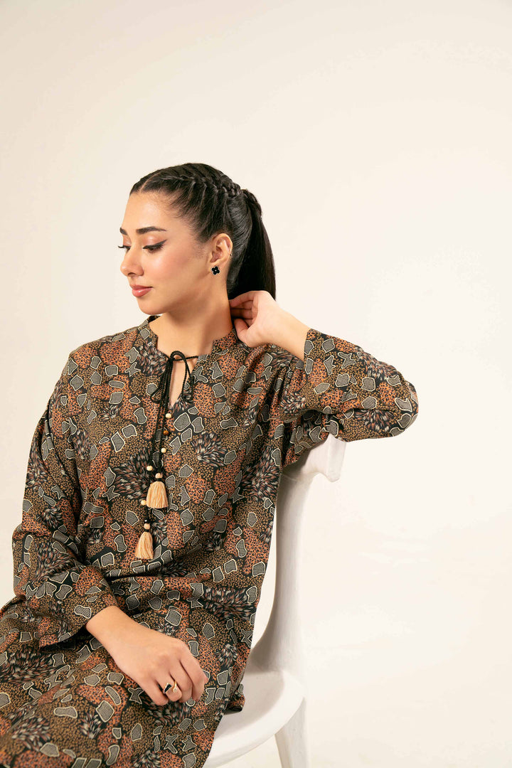 Linen Brown Printed Tunic