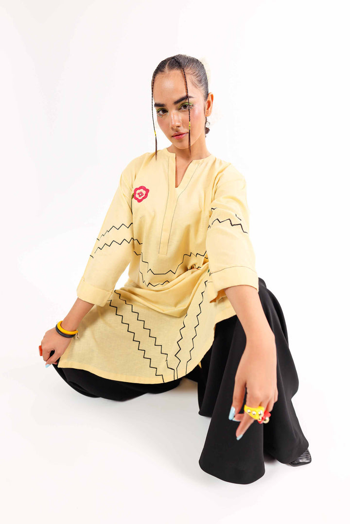 Yellow Karandi Embroidered Winter Shirt