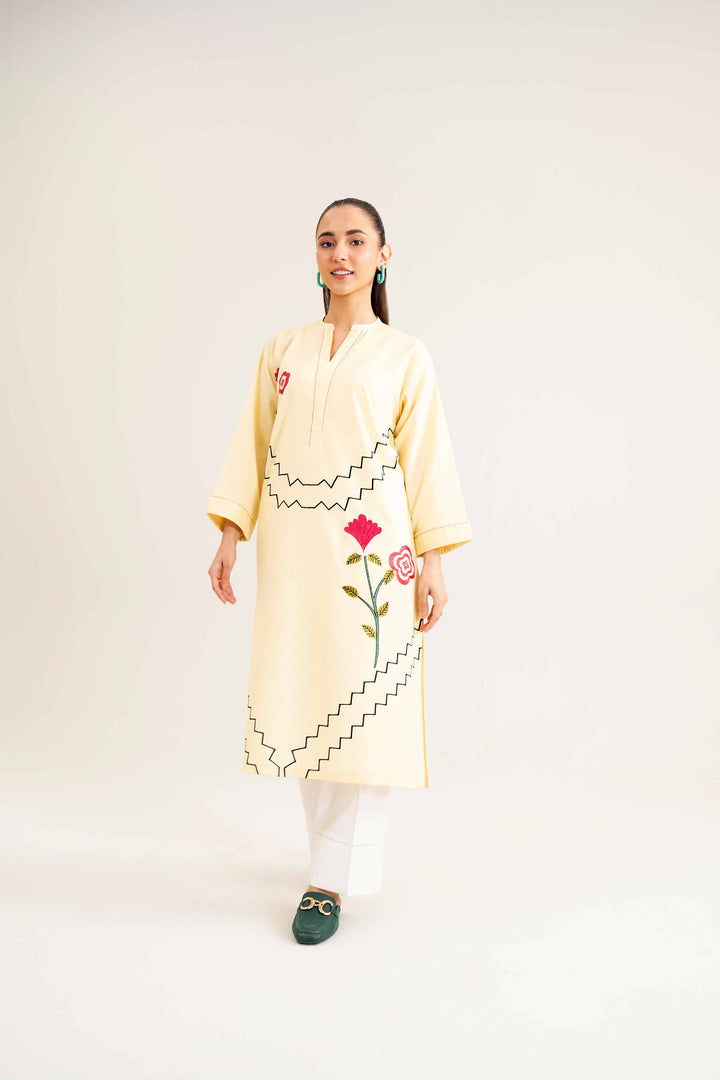 Yellow Karandi Embroidered Winter Shirt