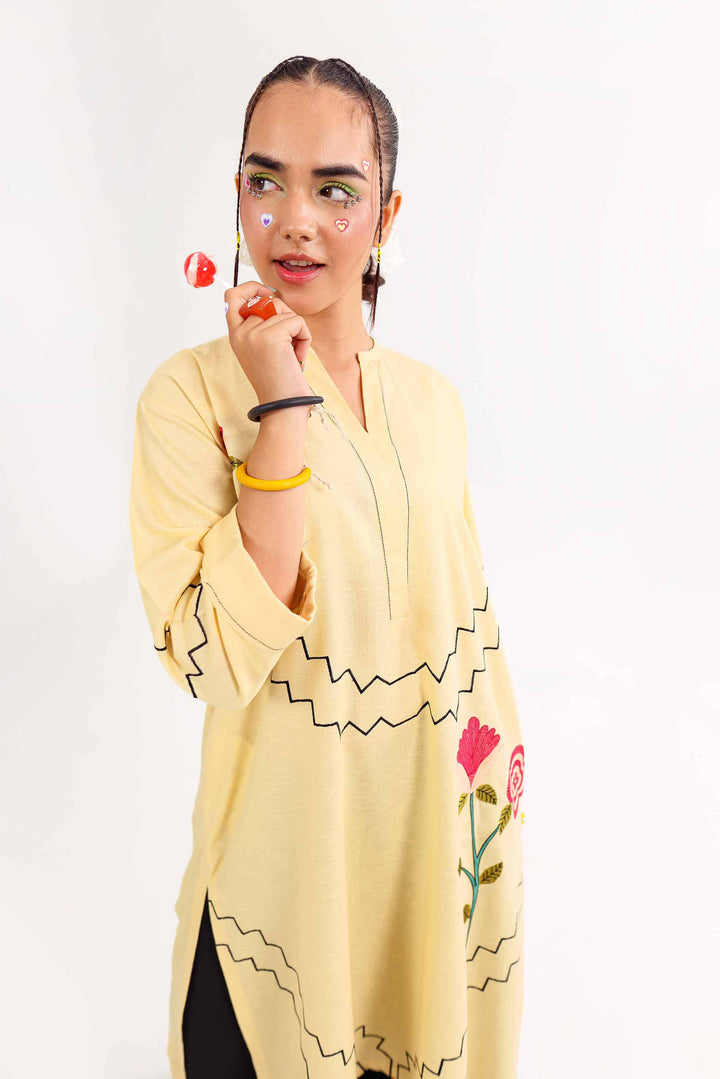 Yellow Karandi Embroidered Winter Shirt