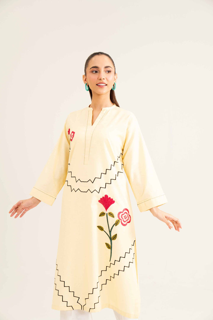 Yellow Karandi Embroidered Winter Shirt