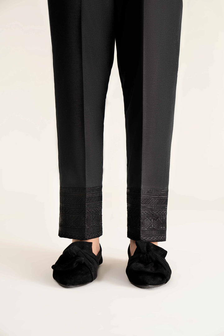 Black Karandi Embroidered Winter Trousers