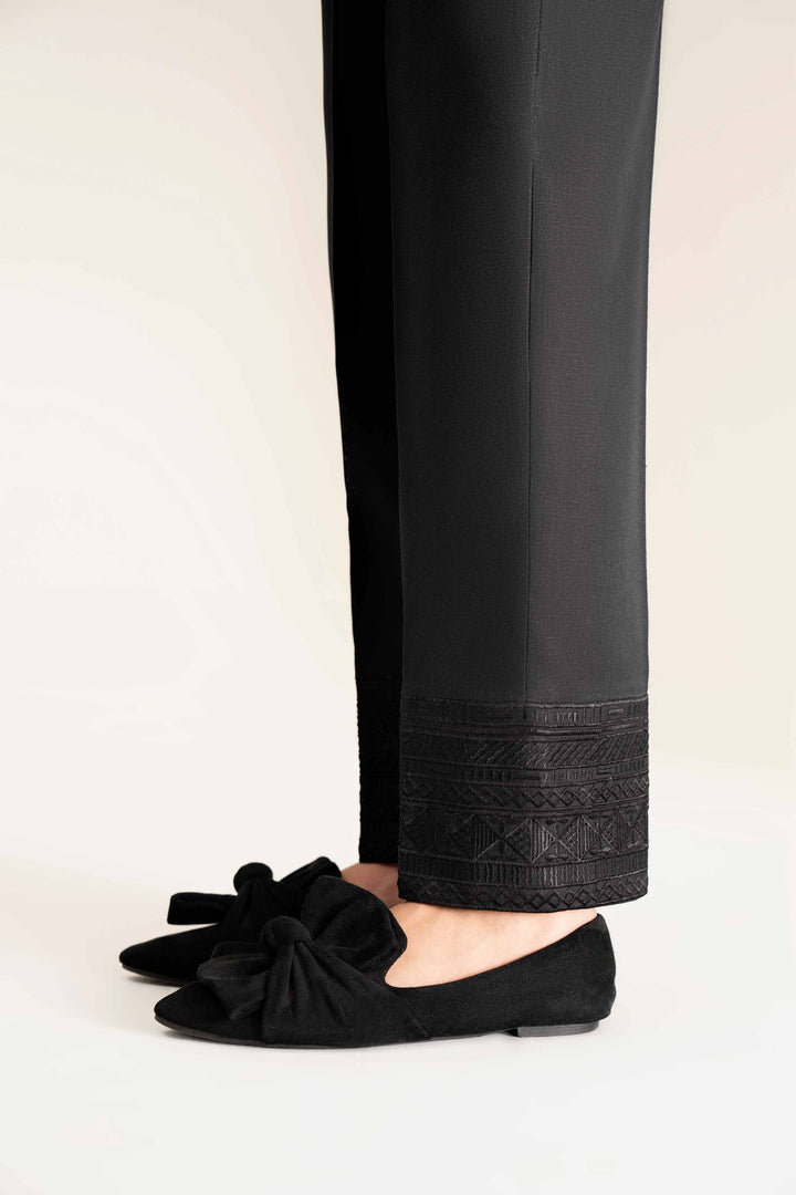 Black Karandi Embroidered Winter Trousers