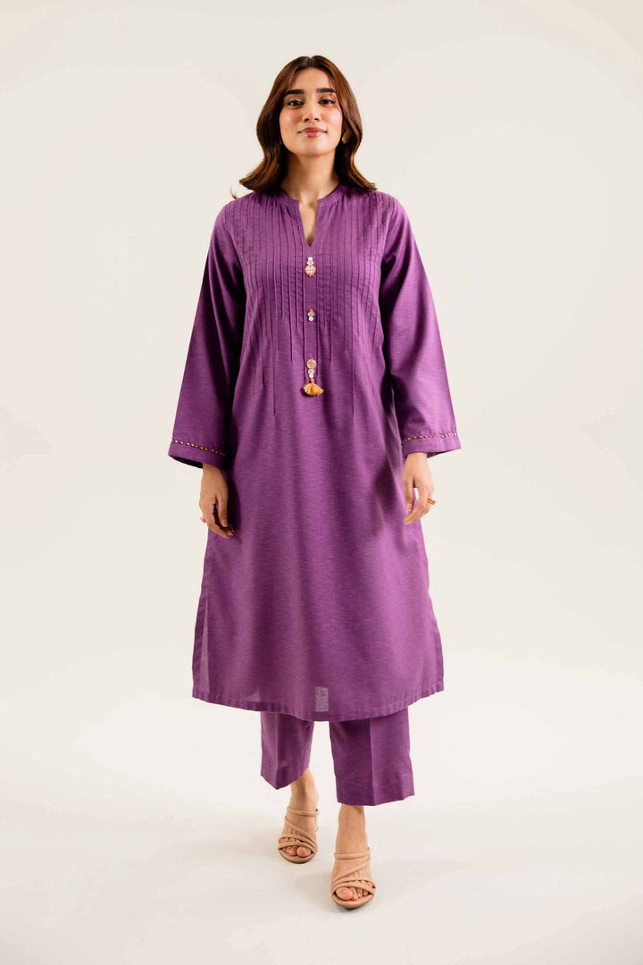 2 Piece Embroidered Purple Karandi Winter Suit