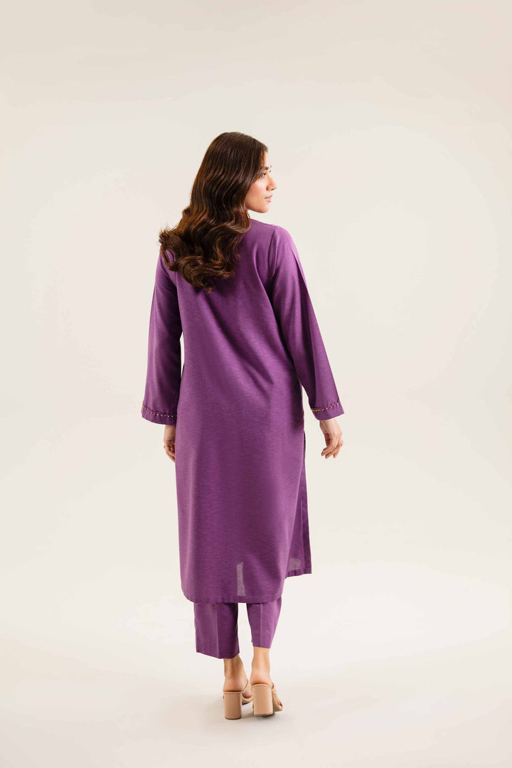 2 Piece Embroidered Purple Karandi Winter Suit