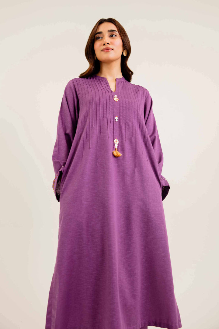 2 Piece Embroidered Purple Karandi Winter Suit