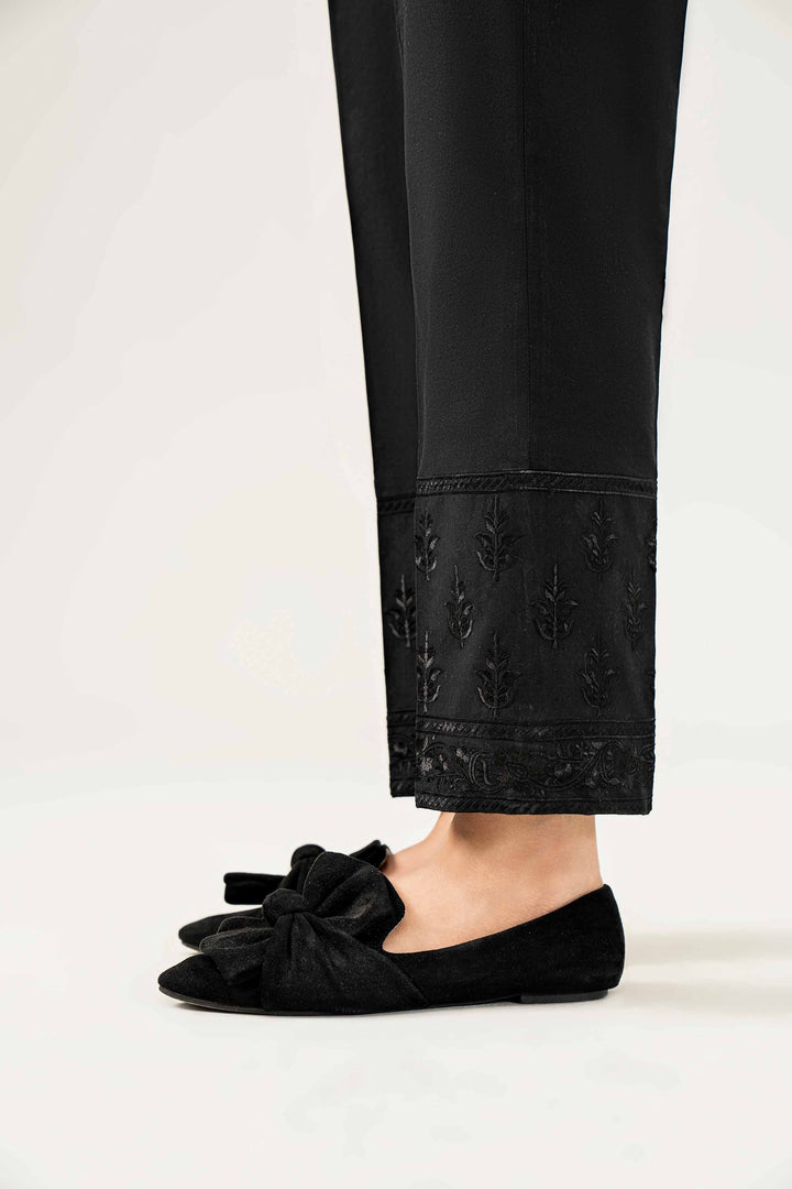 Black Cambric Embroidered Winter Trousers