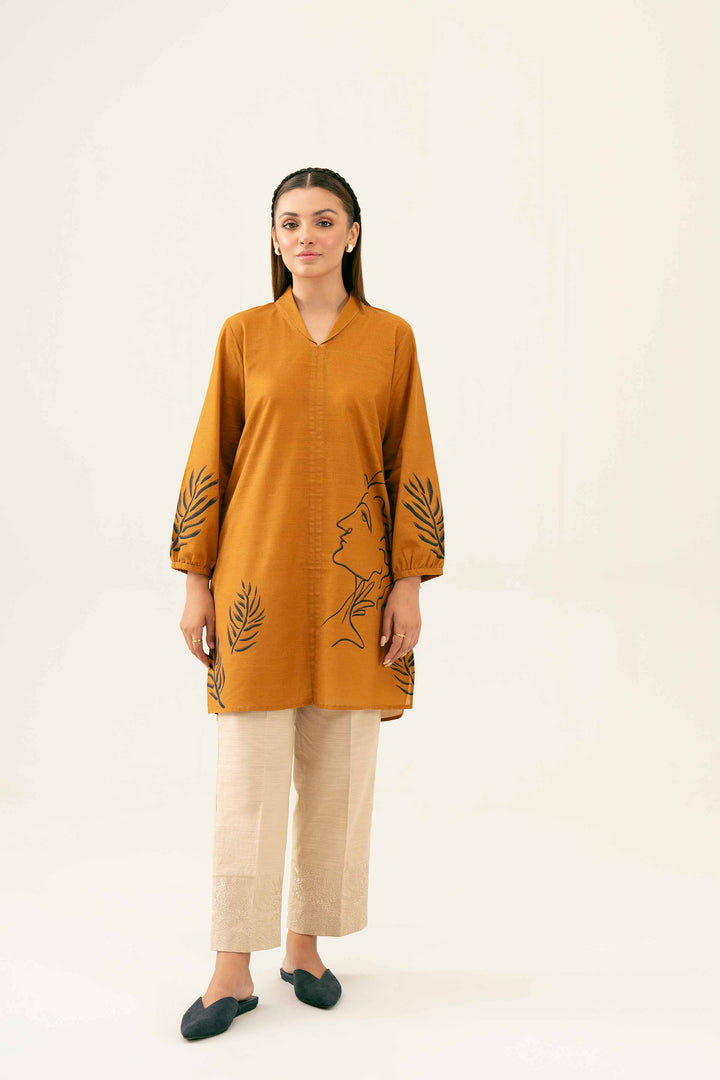 Brown Printed Khaddar Winter Tunic