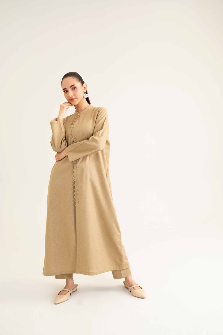 2 Piece Basic Beige Karandi Winter Co-Ord Set