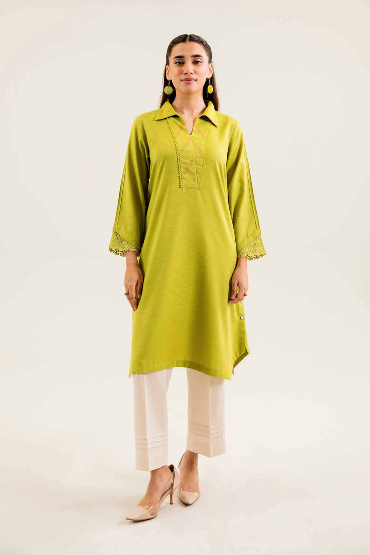 Light Green Karandi Basic Winter Shirt