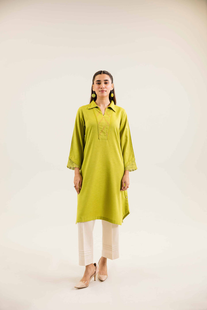 Light Green Karandi Basic Winter Shirt