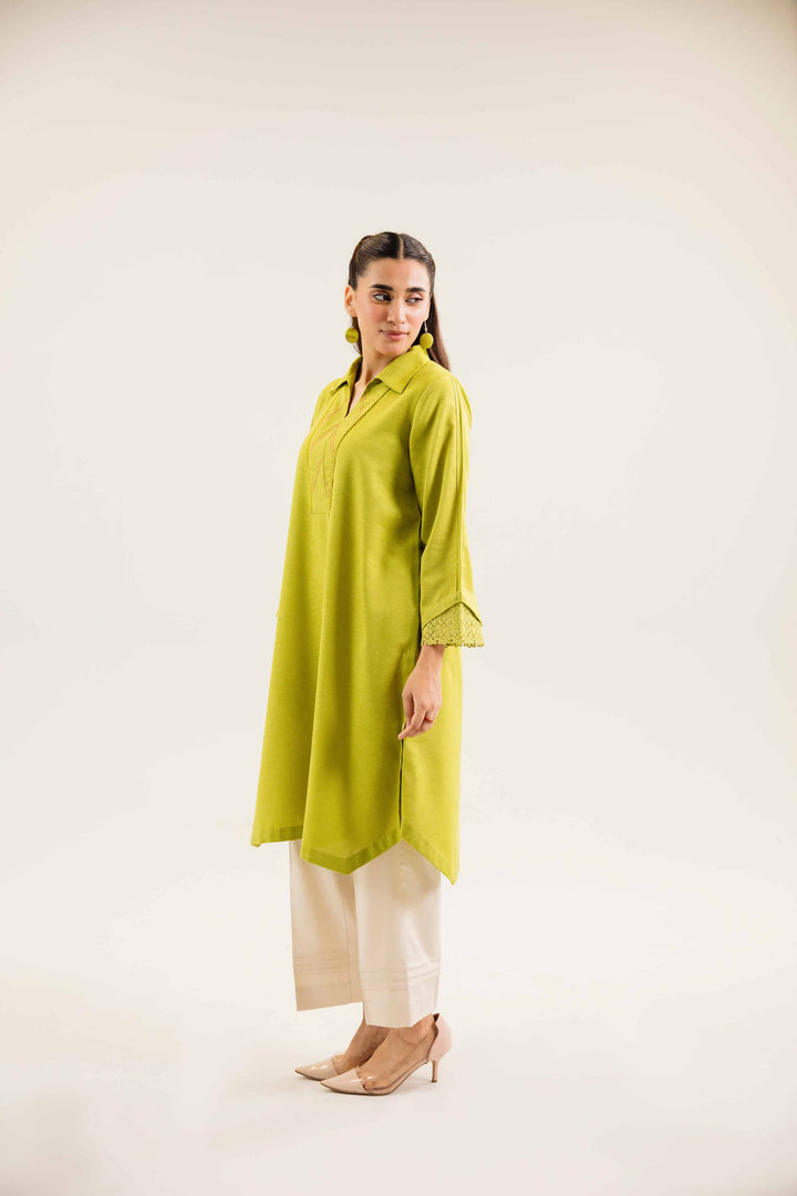 Light Green Karandi Basic Winter Shirt