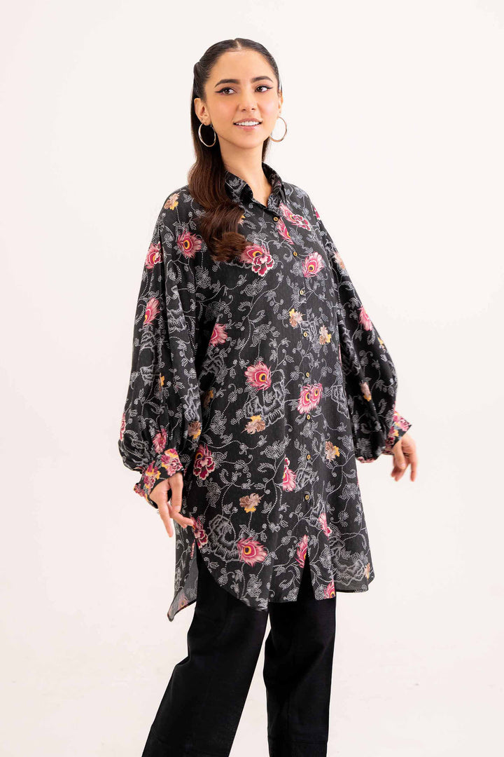 Linen Black Printed Shirt