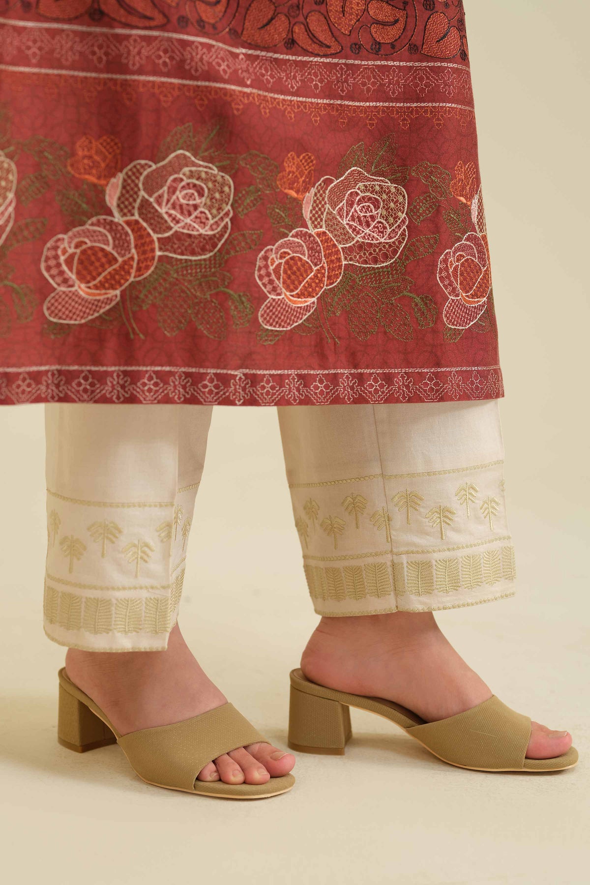 Embroidered Trousers - PW25-104 for Women - Pret Collection | Nishat | Shop Online