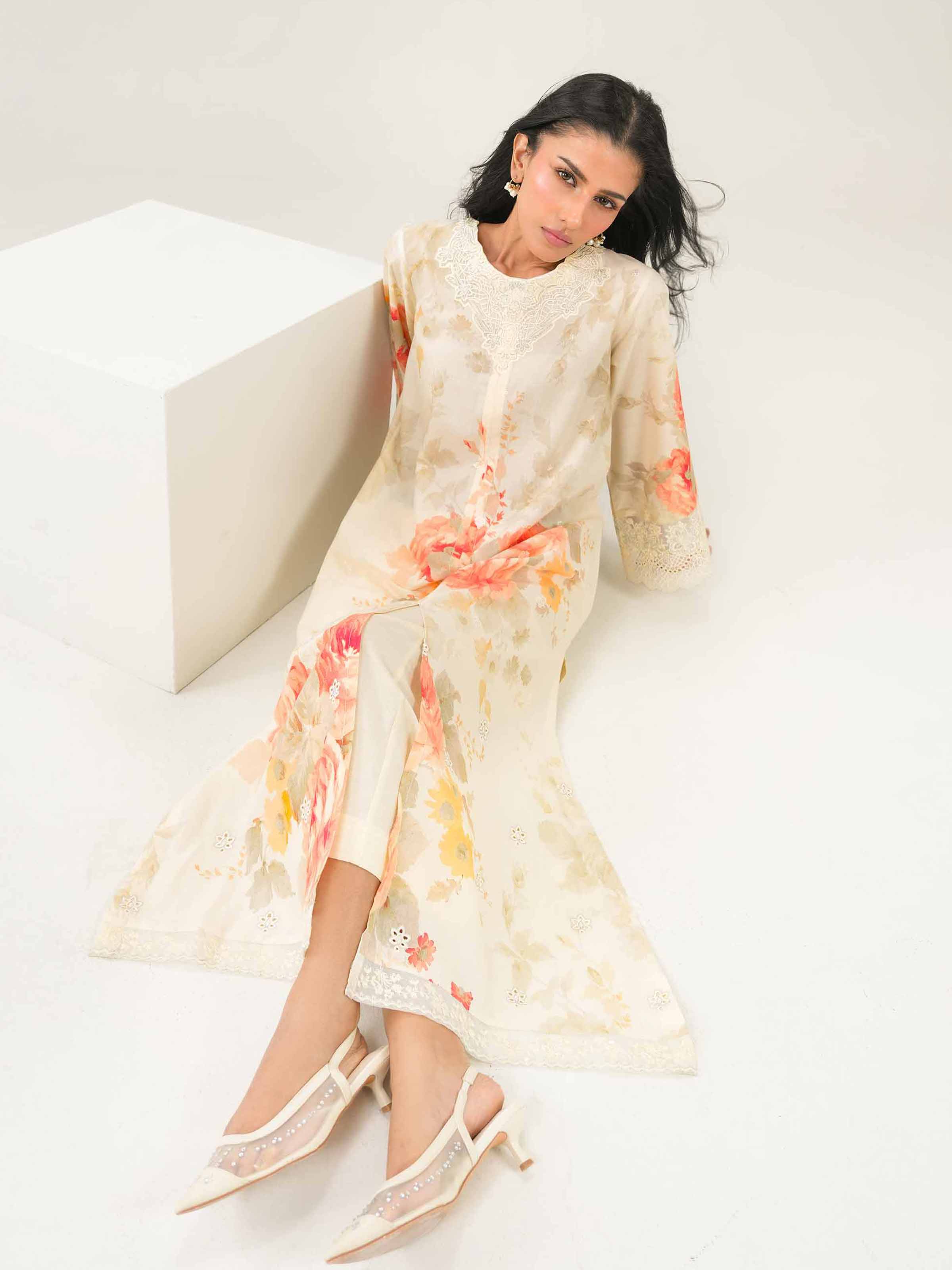 2 Piece - Printed Embroidered Suit - PW25-260