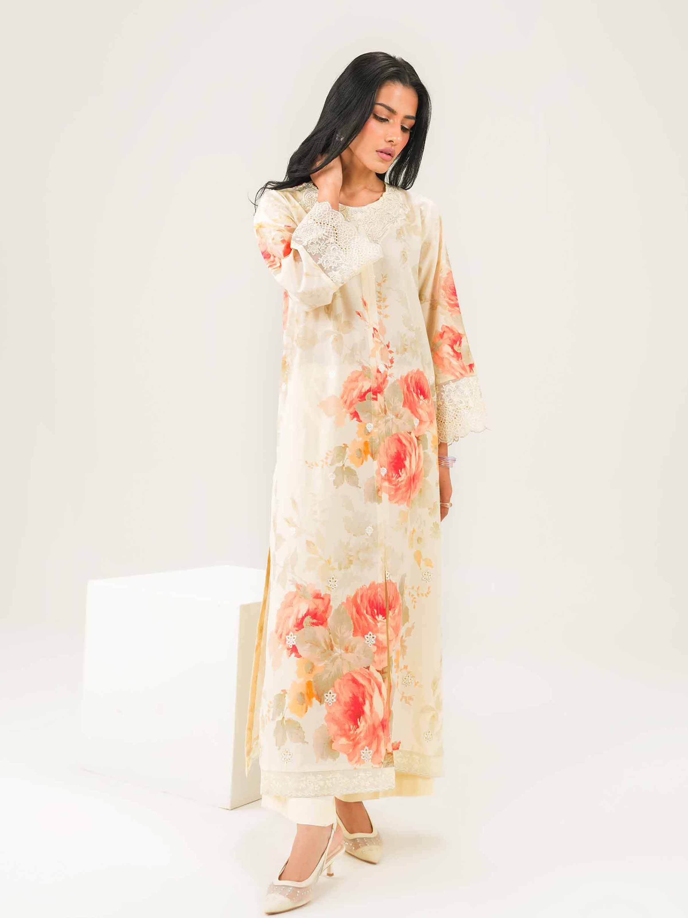 2 Piece - Printed Embroidered Suit - PW25-260