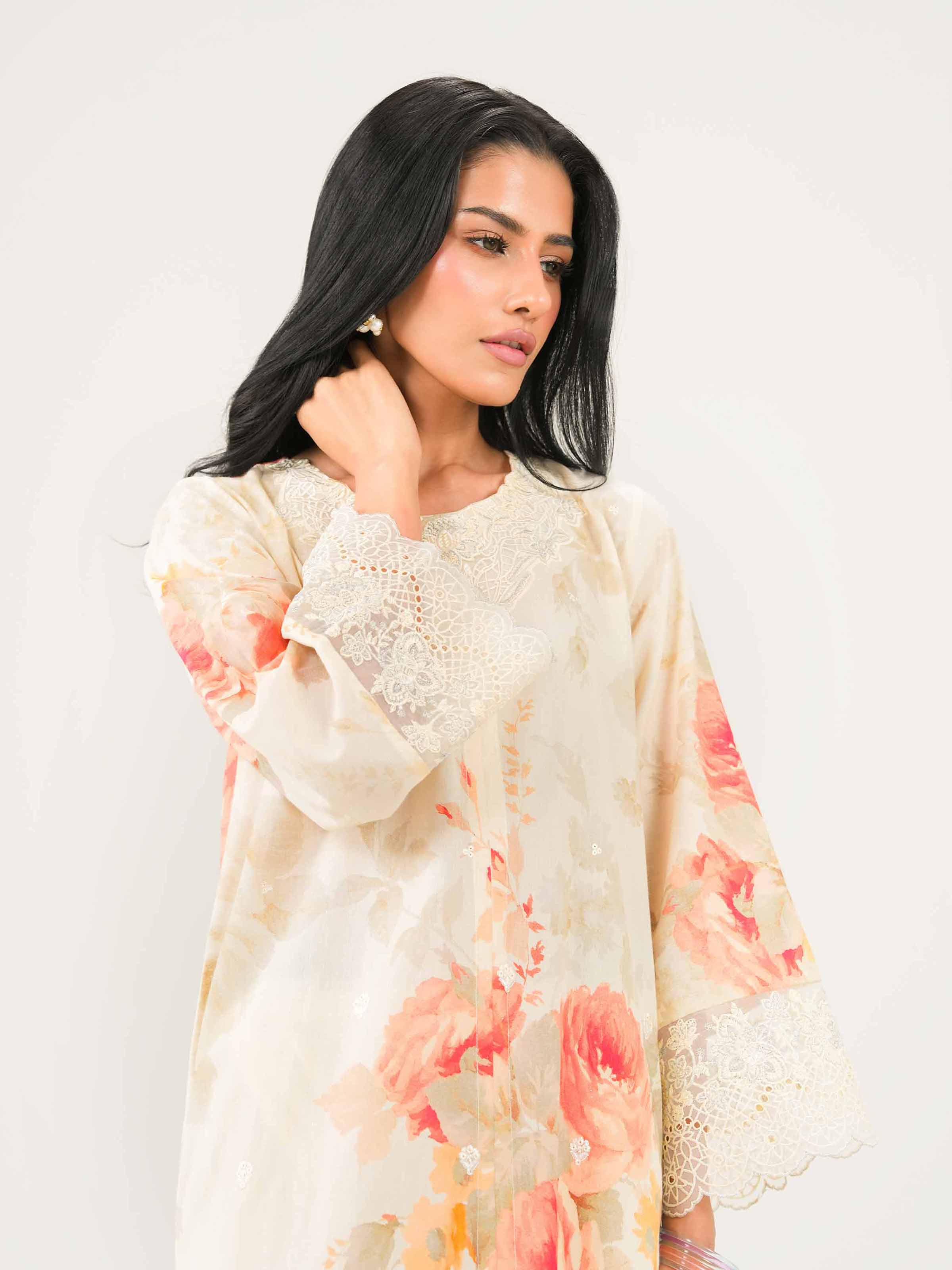2 Piece - Printed Embroidered Suit - PW25-260