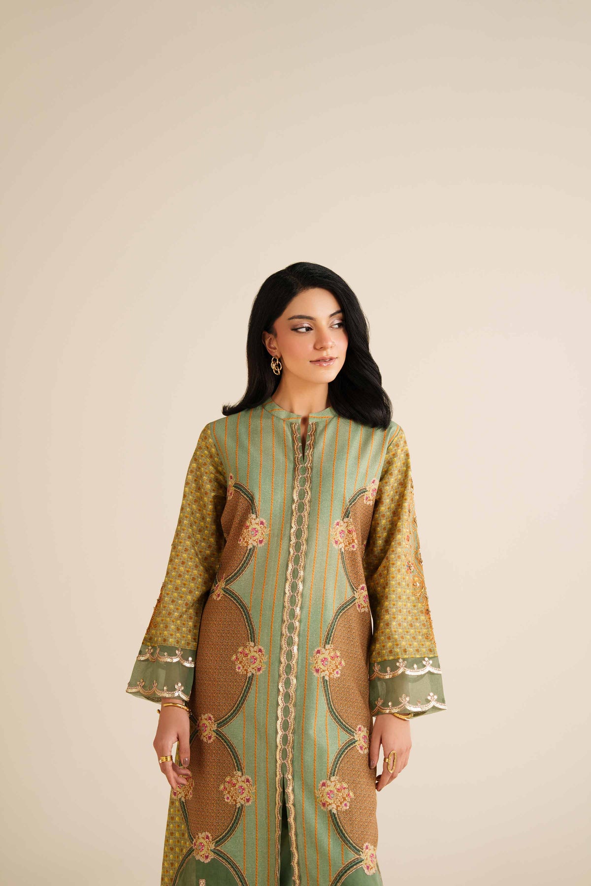 2 Piece - Printed Embroidered Suit - PW25-261