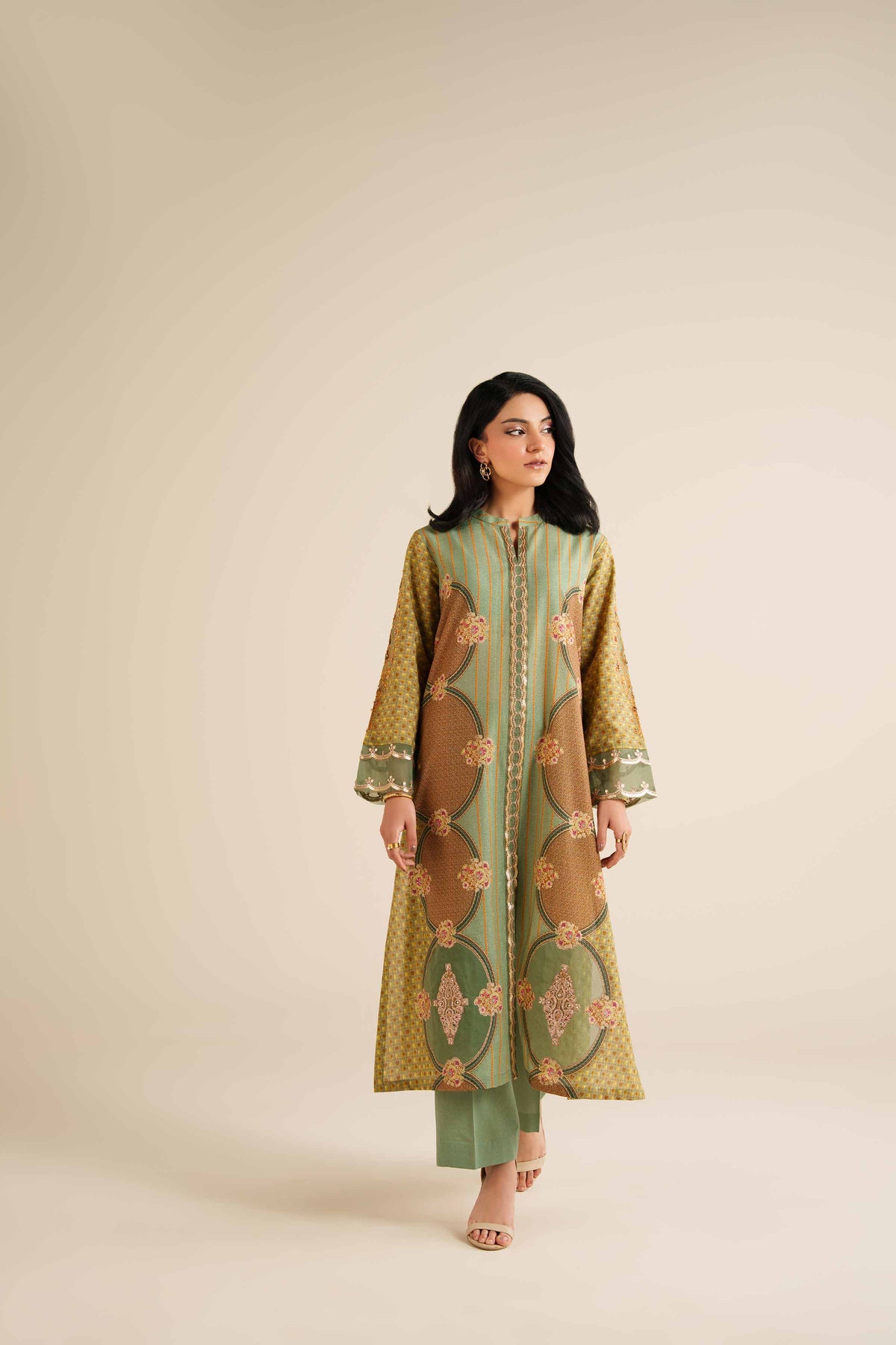 2 Piece - Printed Embroidered Suit - PW25-261