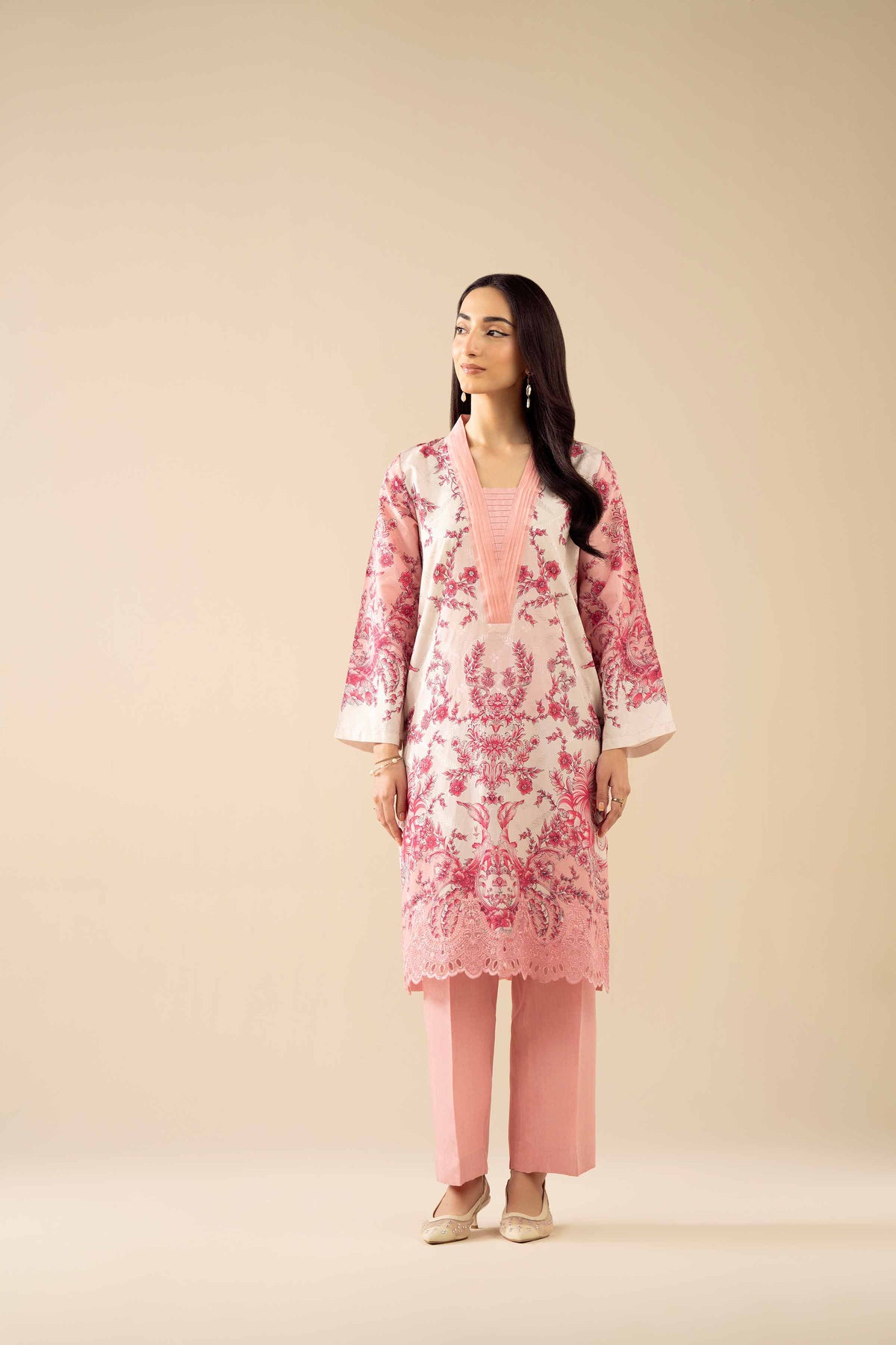2 Piece - Printed Embroidered Suit - PW25-330