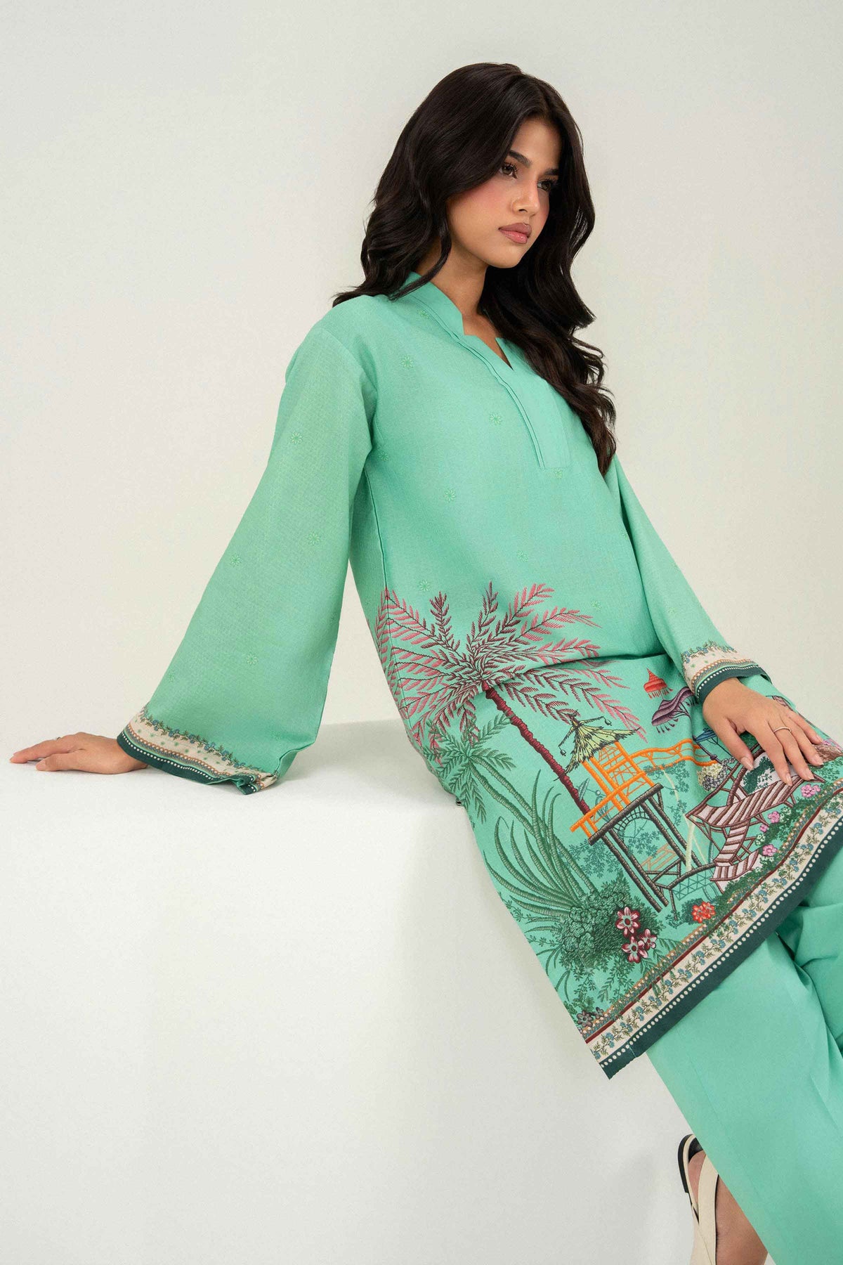 2 Piece - Printed Embroidered Suit - PW25-387 for Women - Pret Collection | Nishat | Shop Online 