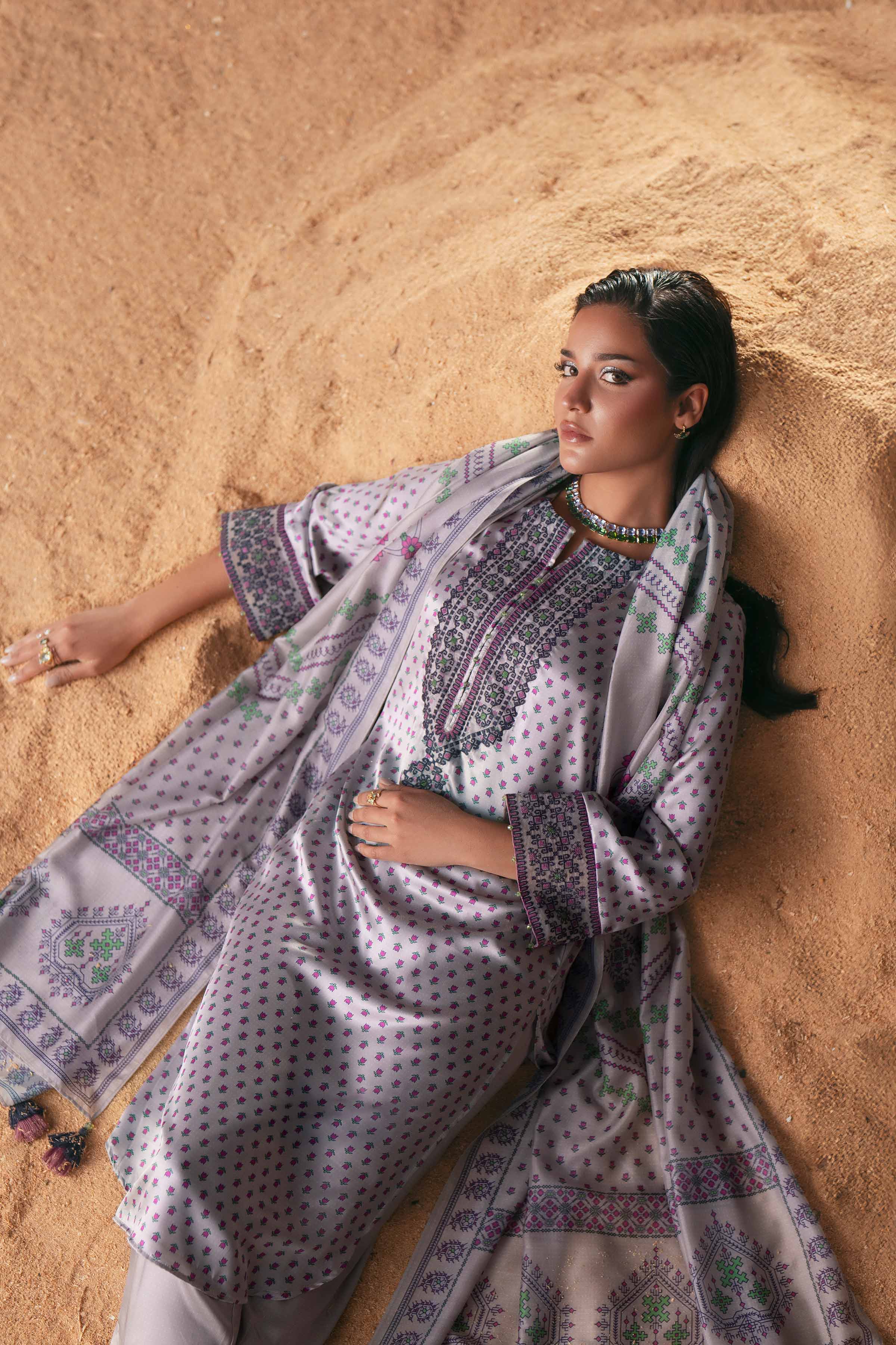 3 Piece - Printed Embroidered Suit - PW25-409Shop 