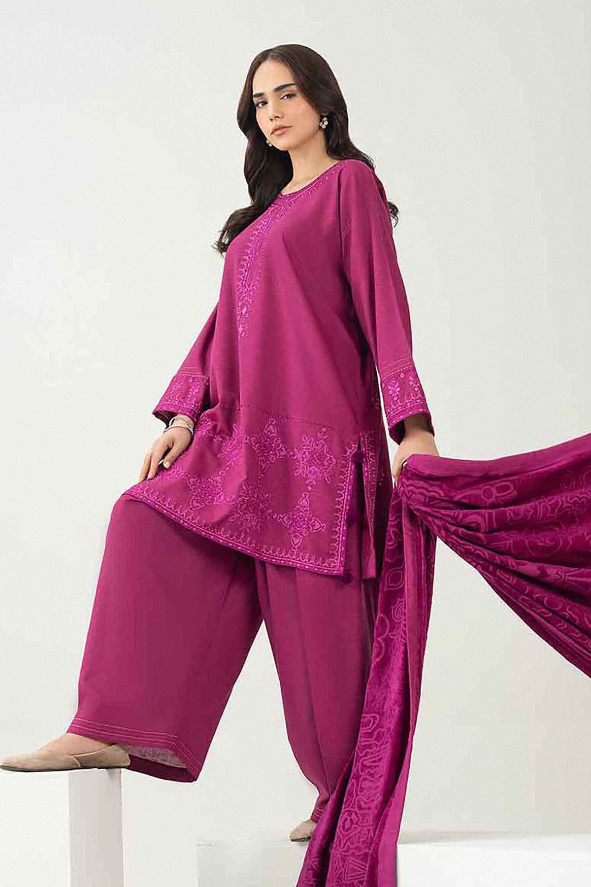 3 Piece - Embroidered Suit - PW25-485 for Women - Pret Collection | Nishat | Shop Online