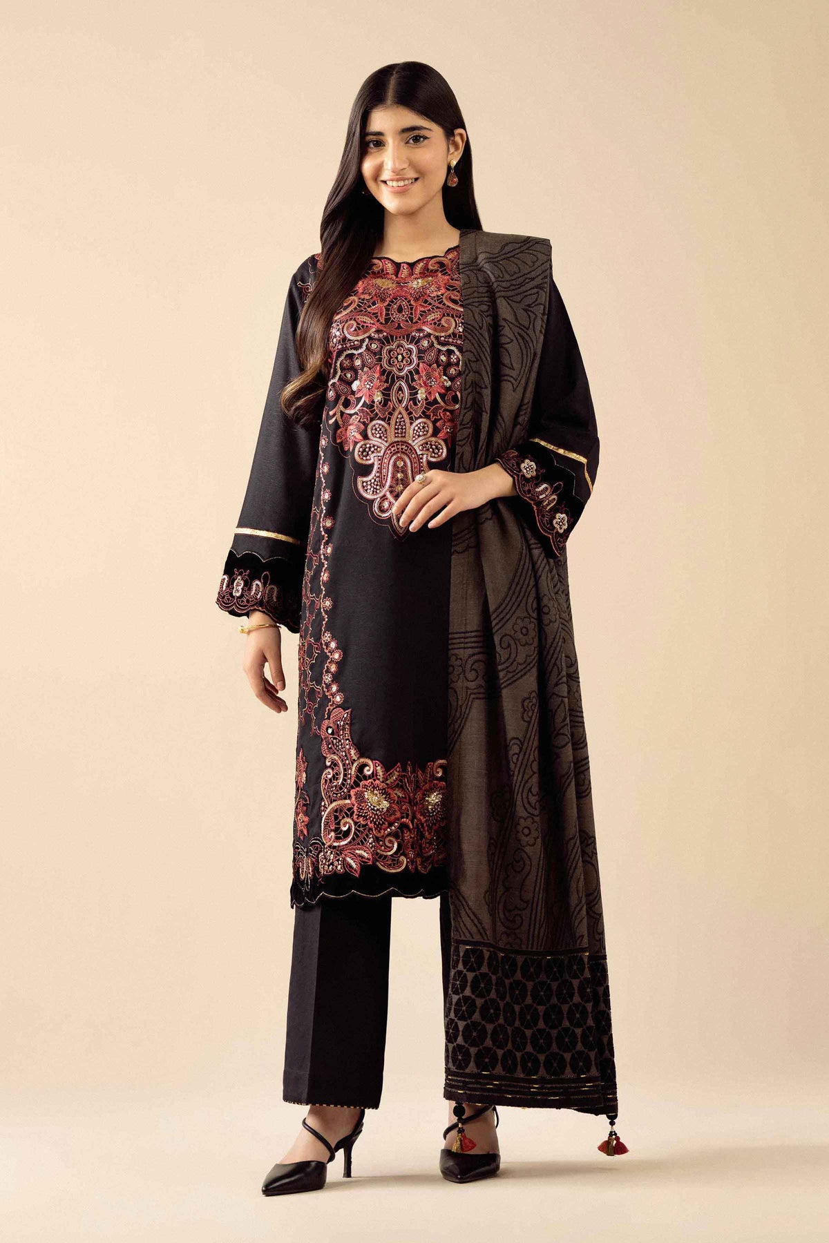 3 Piece - Embroidered Suit - PW25-486  for Women - Pret Collection | Nishat | Shop Online