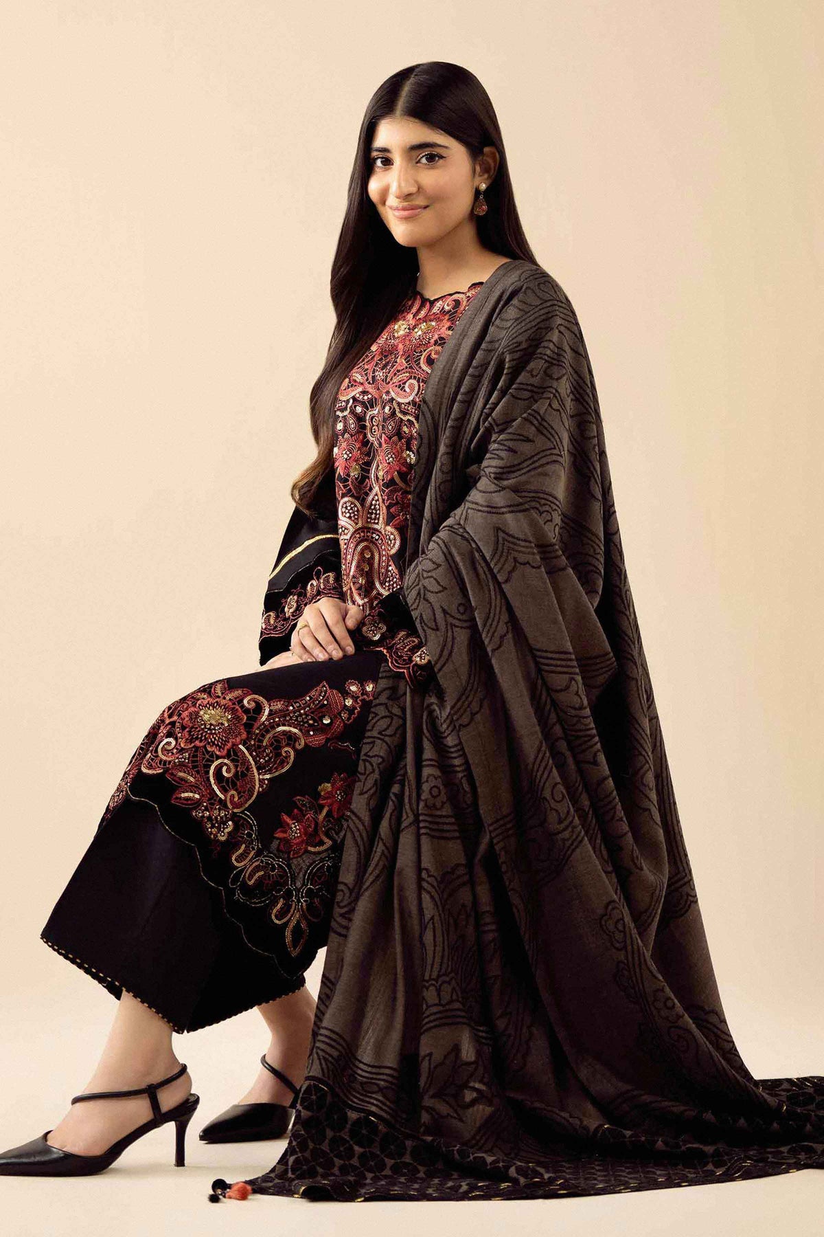 3 Piece - Embroidered Suit - PW25-486  for Women - Pret Collection | Nishat | Shop Online