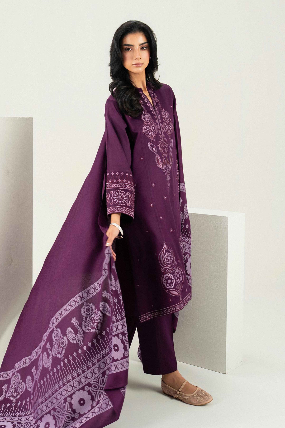 3 Piece - Embroidered Suit - PW25-498 for Women - Pret Collection | Nishat | Shop Online 