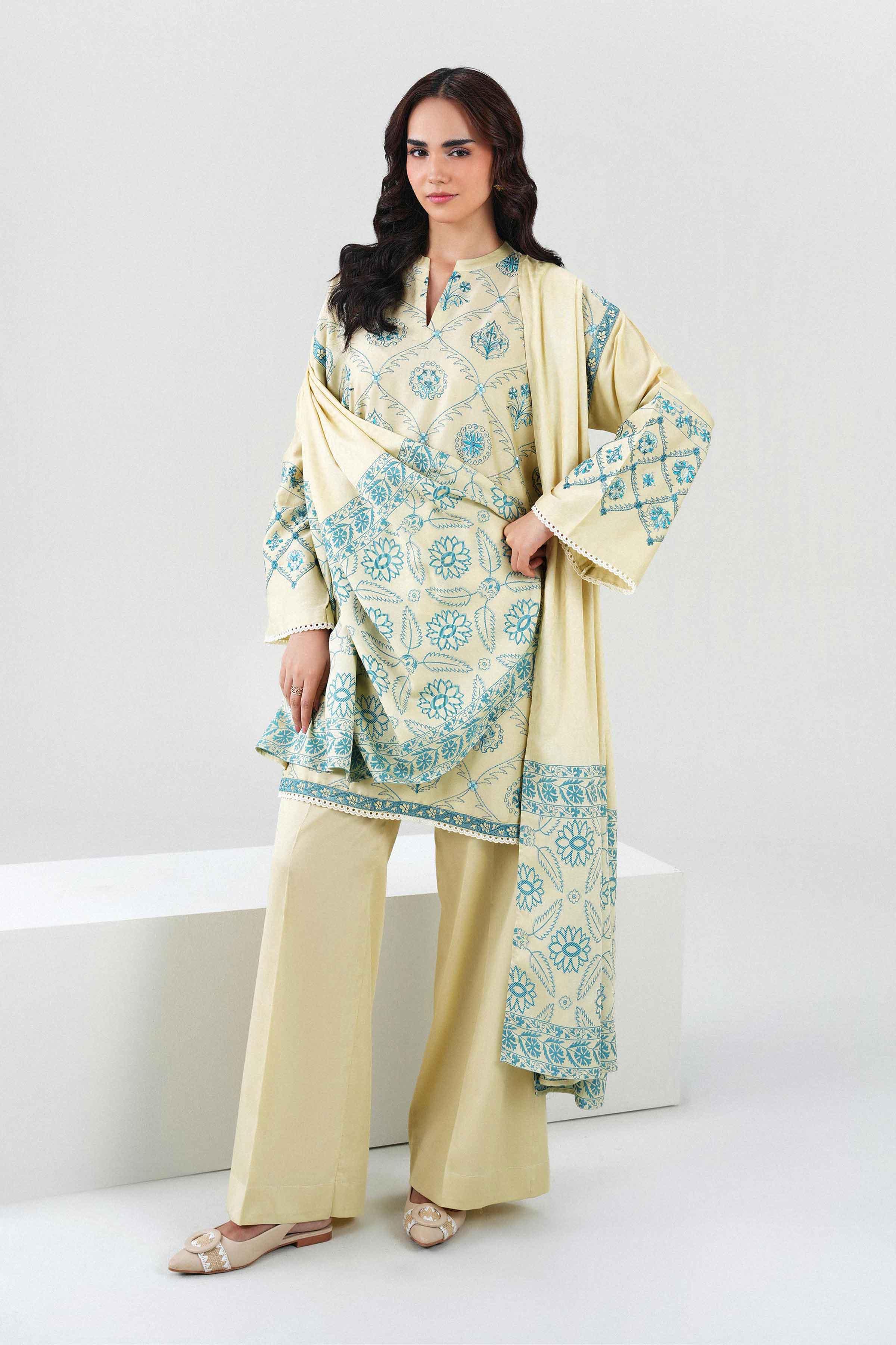 3 Piece - Embroidered Suit - PW25-502 for Women - Pret Collection | Nishat | Shop Online 