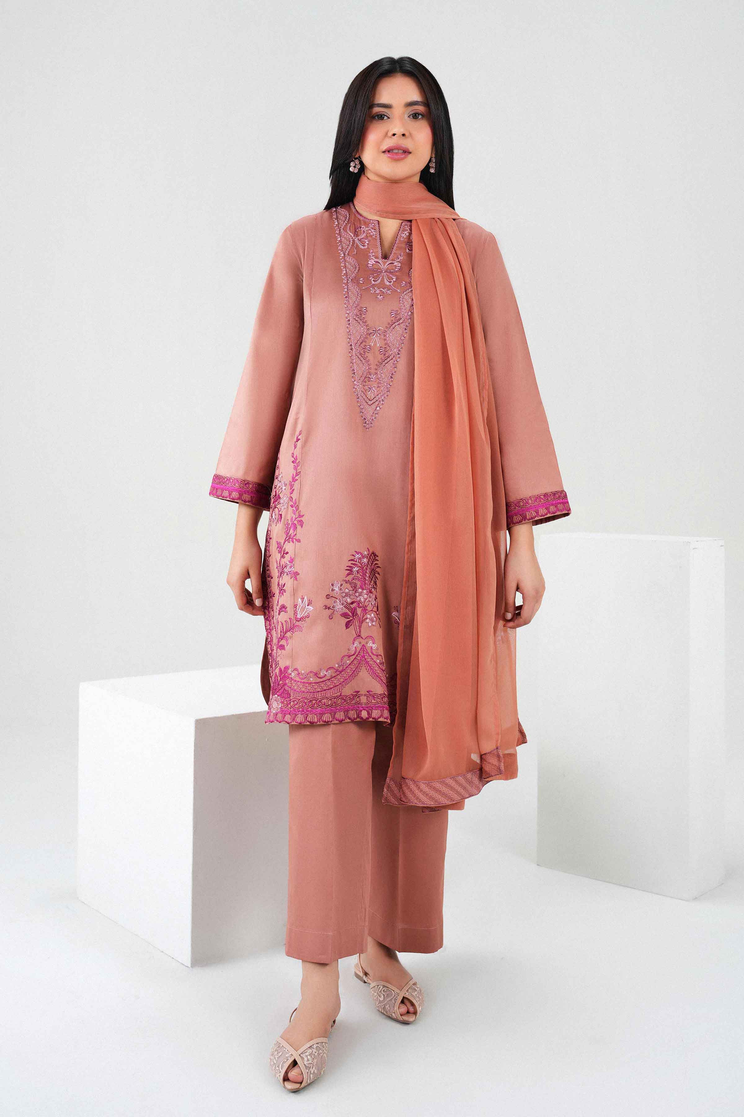 3 Piece - Printed Embroidered Suit - PW25-529 for Women - Pret Collection | Nishat | Shop Online 