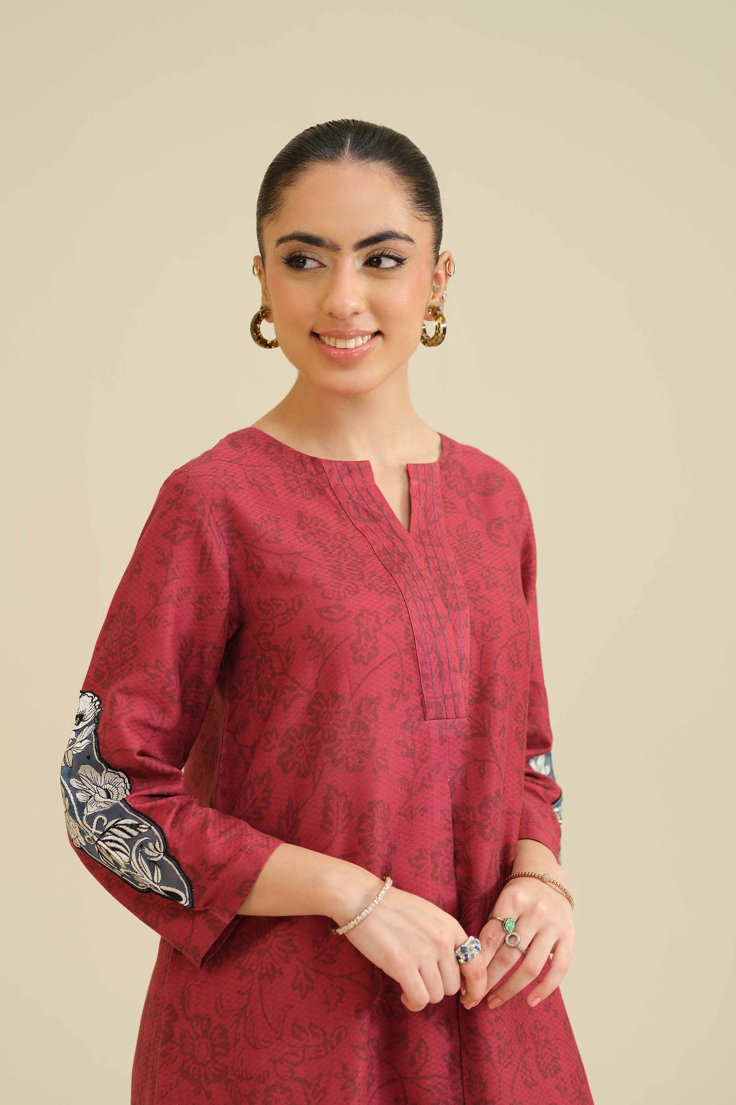 Printed Embroidered Shirt - PW25-563 for Women - Pret Collection | Nishat | Shop Online