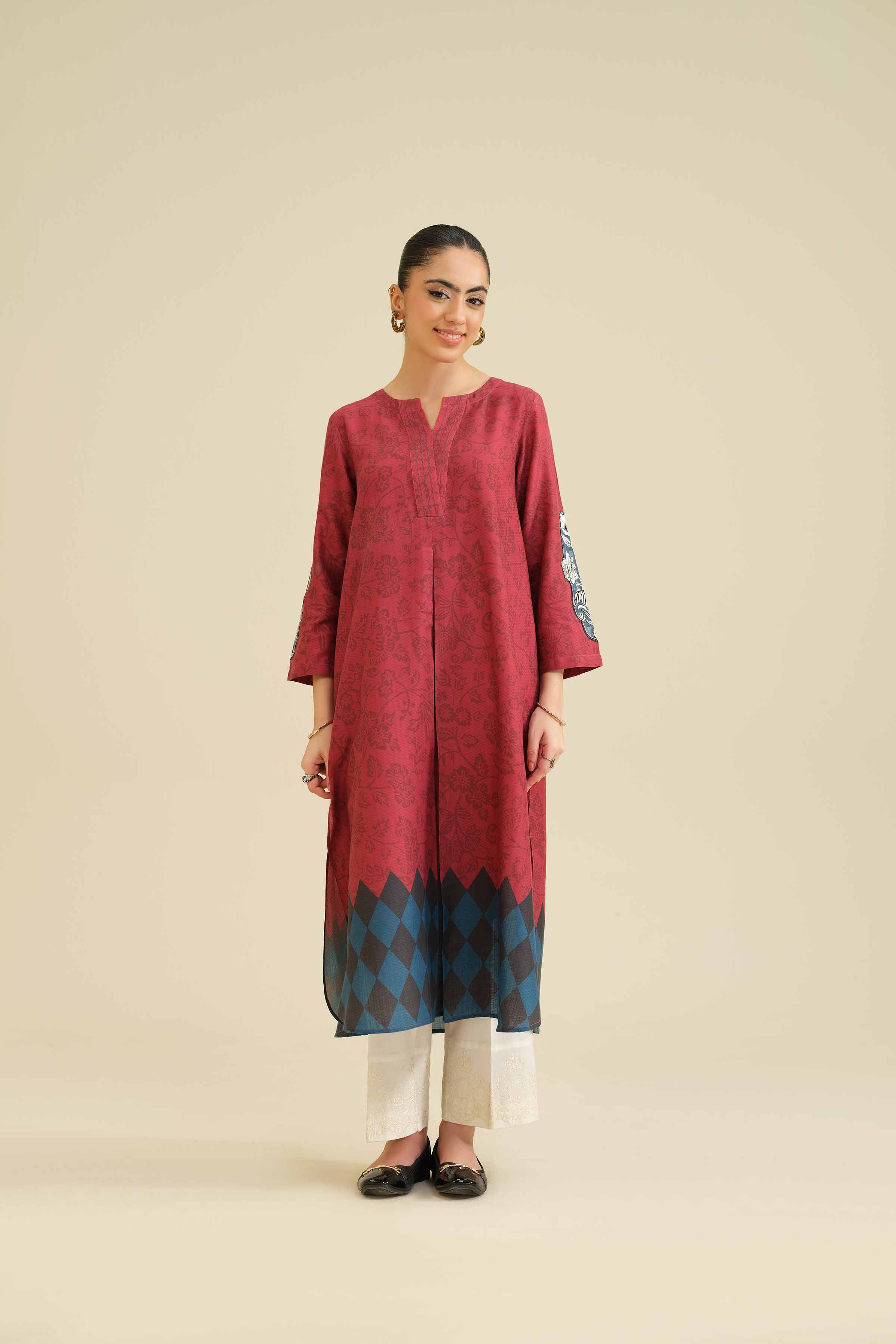 Printed Embroidered Shirt - PW25-563 for Women - Pret Collection | Nishat | Shop Online