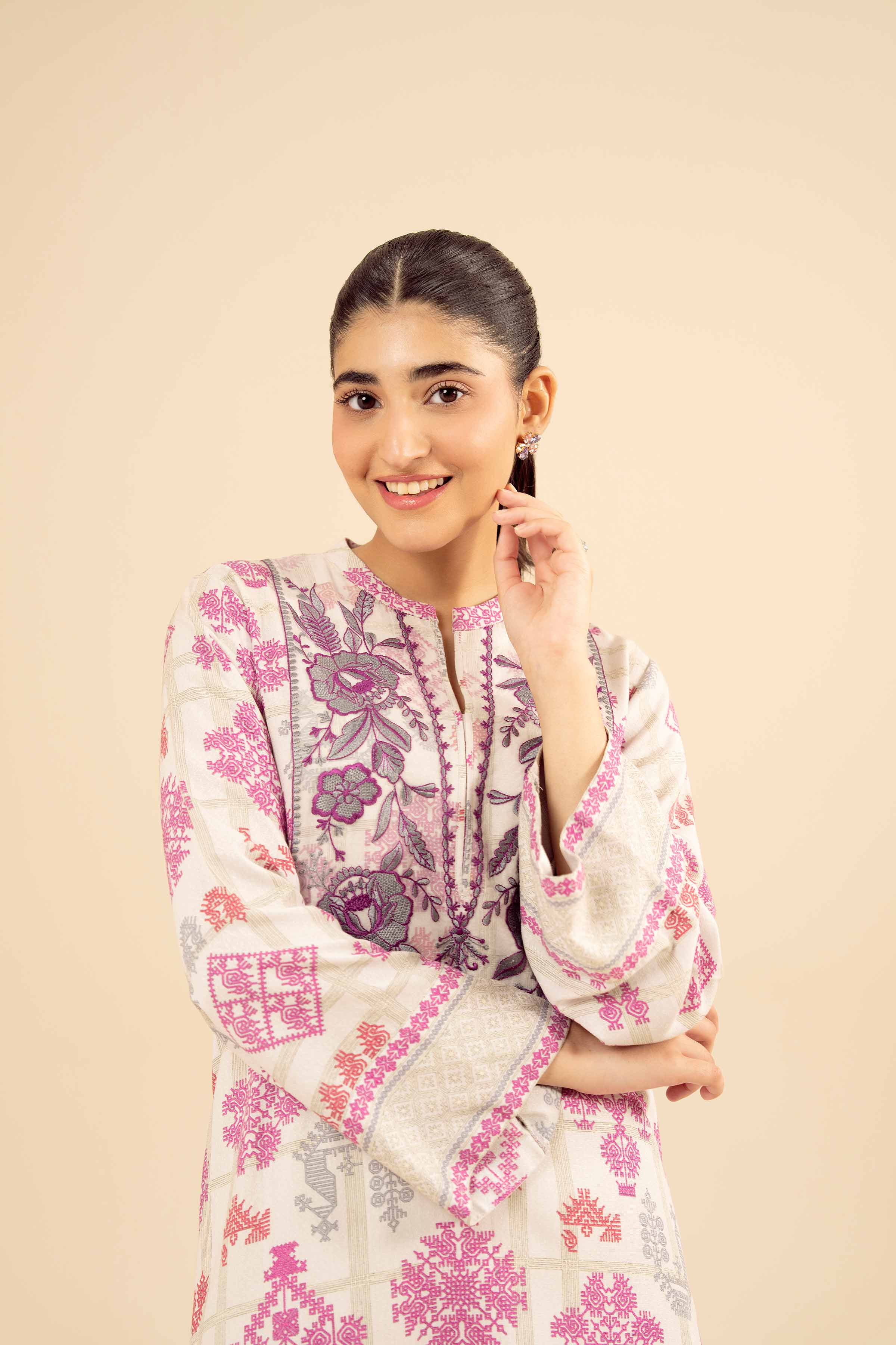 Printed Embroidered Shirt - PW25-57 for Women - Pret Collection | Nishat | Shop Online