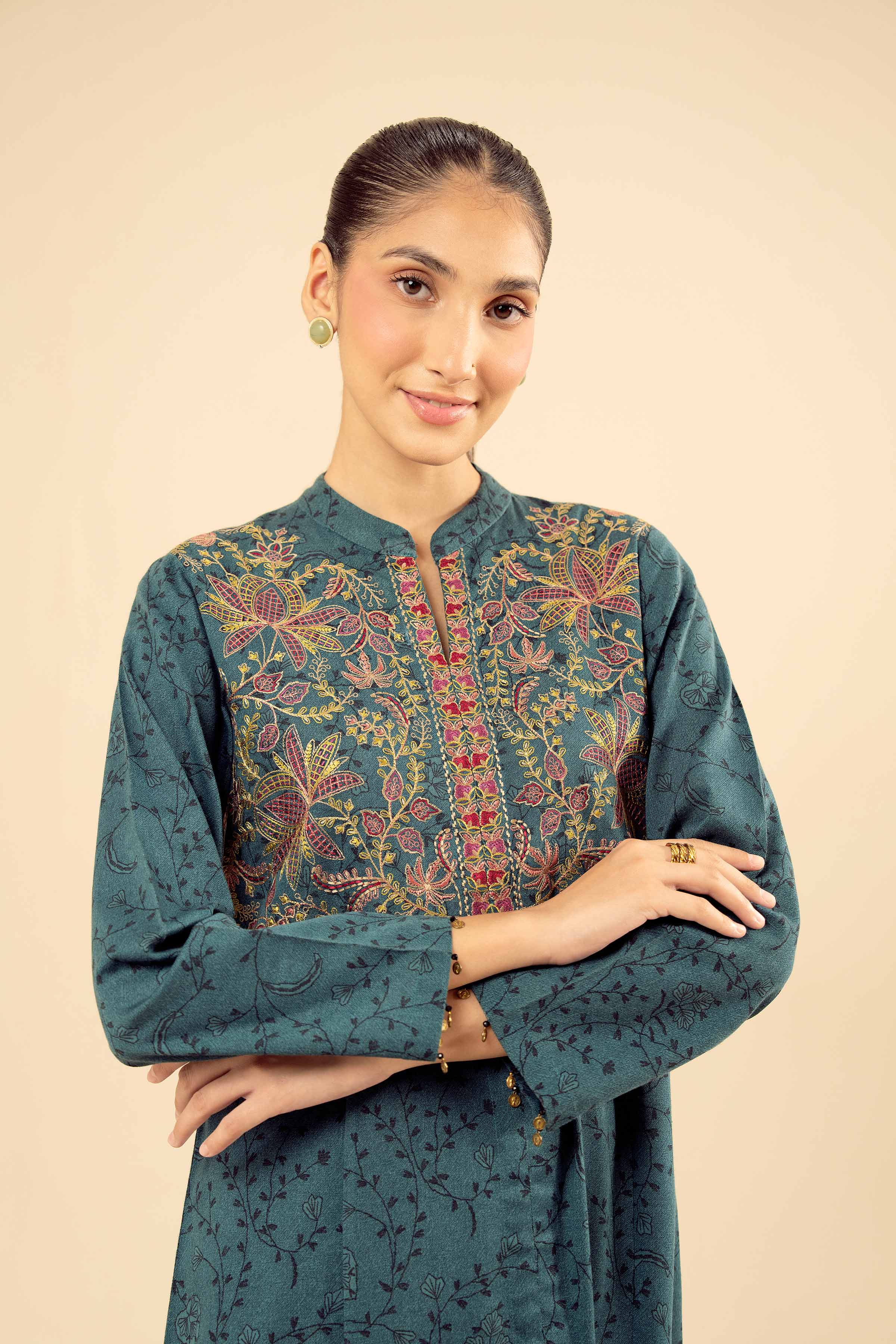 Printed Embroidered Shirt - PW25-579 for Women - Pret Collection | Nishat | Shop Online