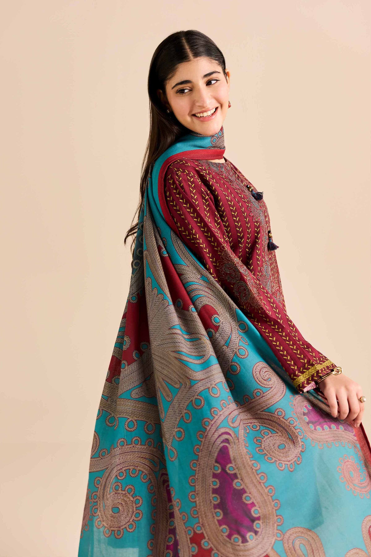 2 Piece - Printed Embroidered Suit - PW25-91Shop 