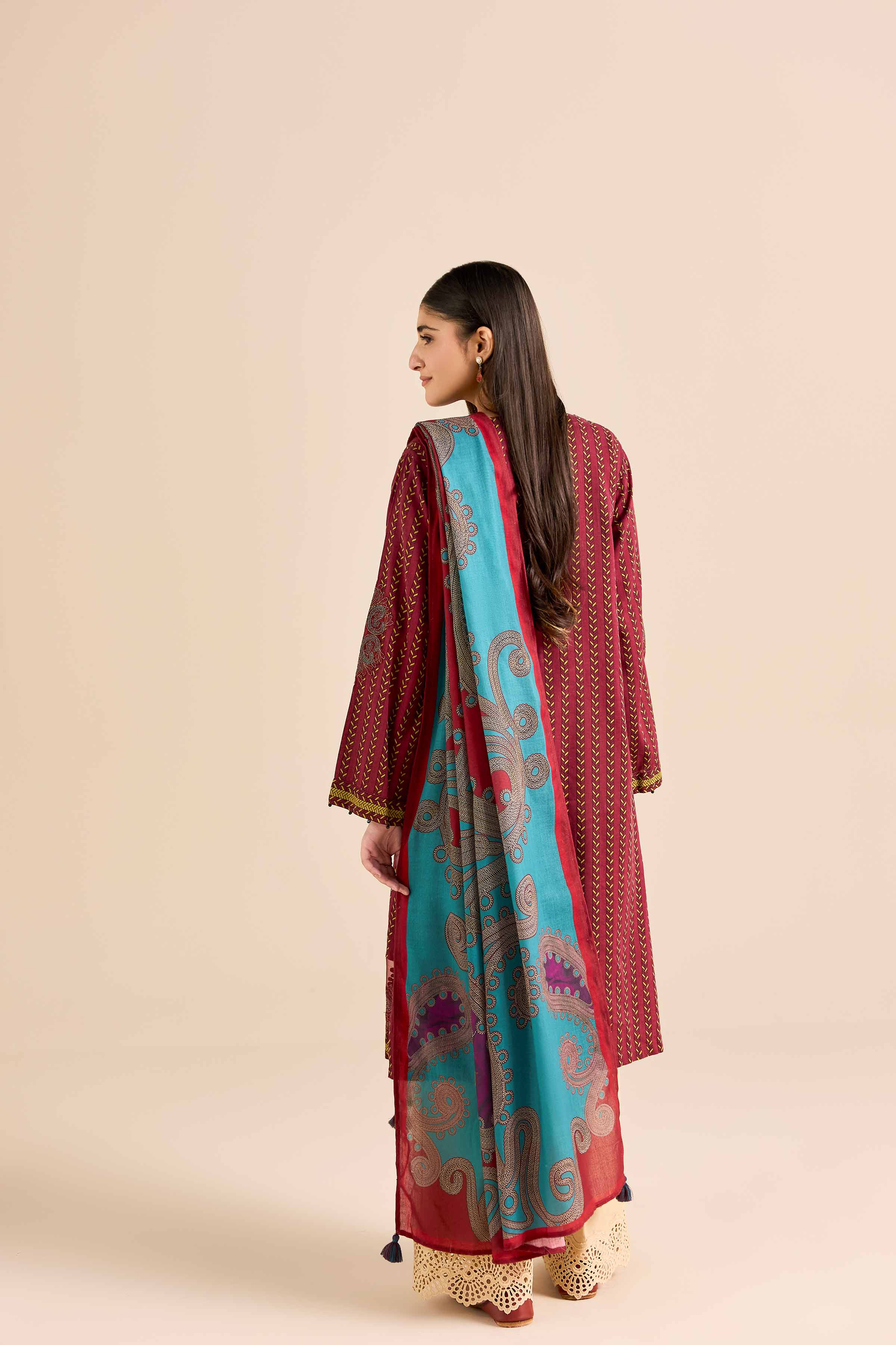 2 Piece - Printed Embroidered Suit - PW25-91Shop 