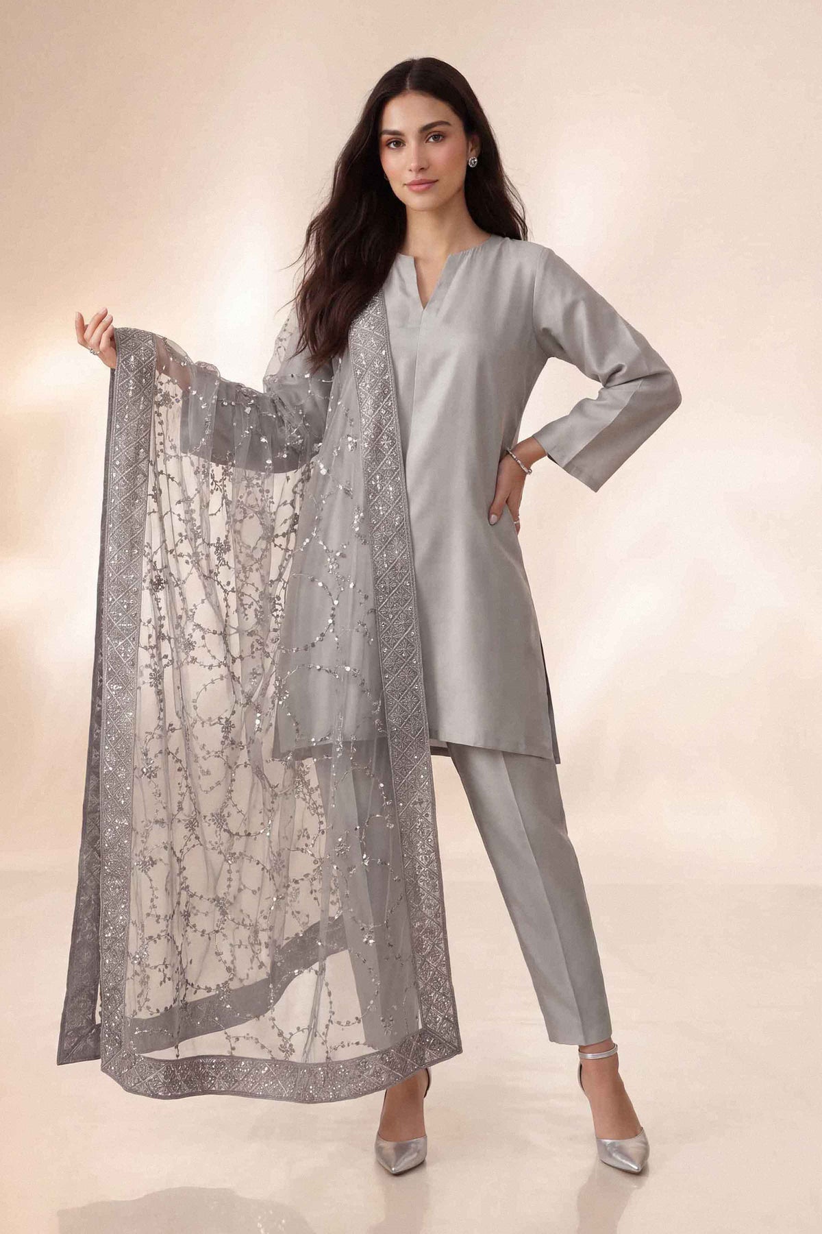 EMBROIDERED DUPATTA - ST1DE-LUXE26WV1-4