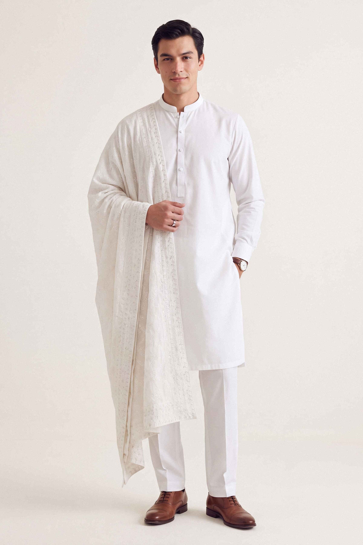 Embroidered Shawl - ST3PE-NAQ26WV1-11 A