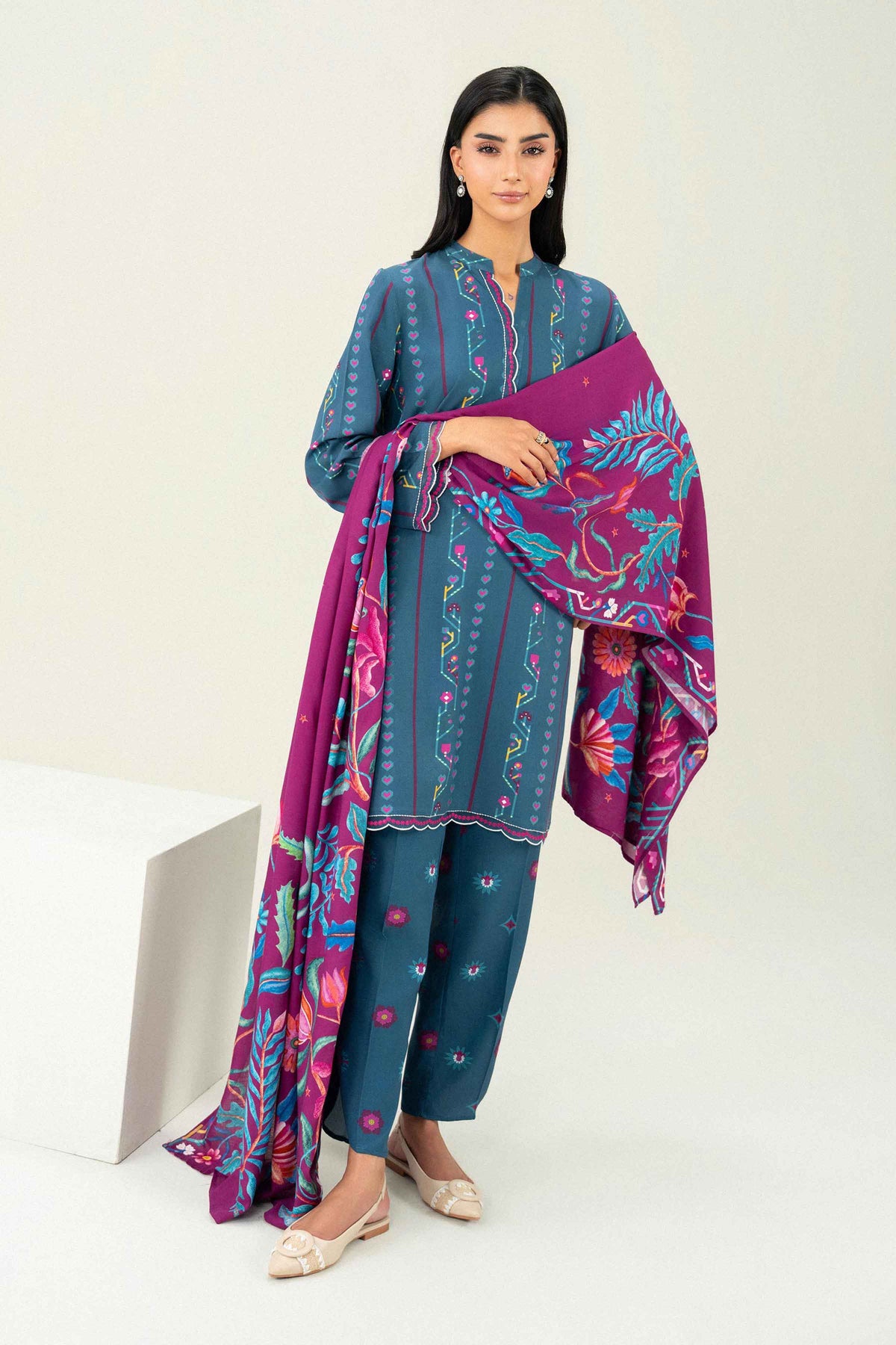 3 Piece - Printed Embroidered Suit - ST3PE-PRET26WV1-27 for Women - Pret Collection | Nishat | Shop Online 