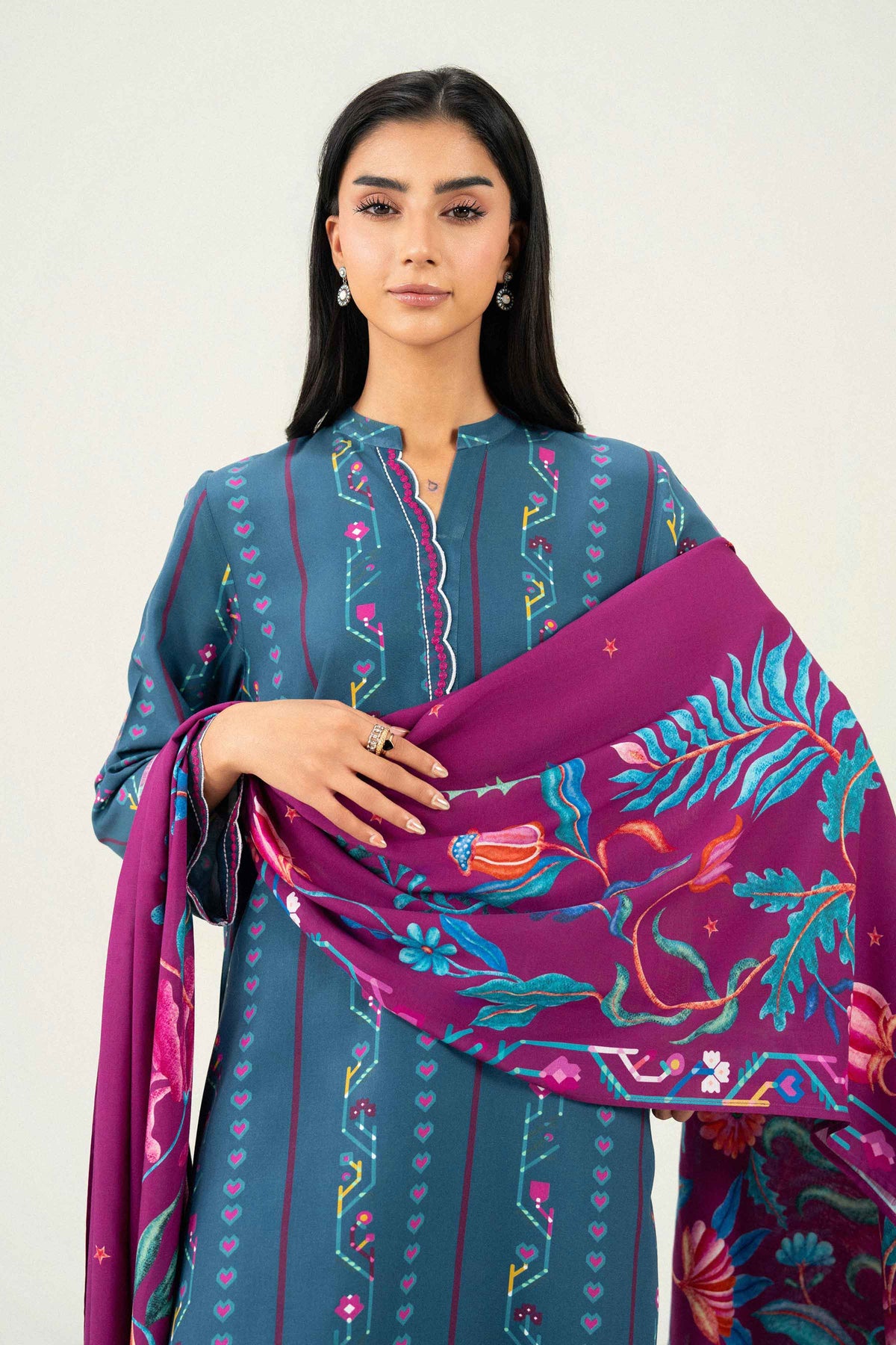 3 Piece - Printed Embroidered Suit - ST3PE-PRET26WV1-27 for Women - Pret Collection | Nishat | Shop Online 