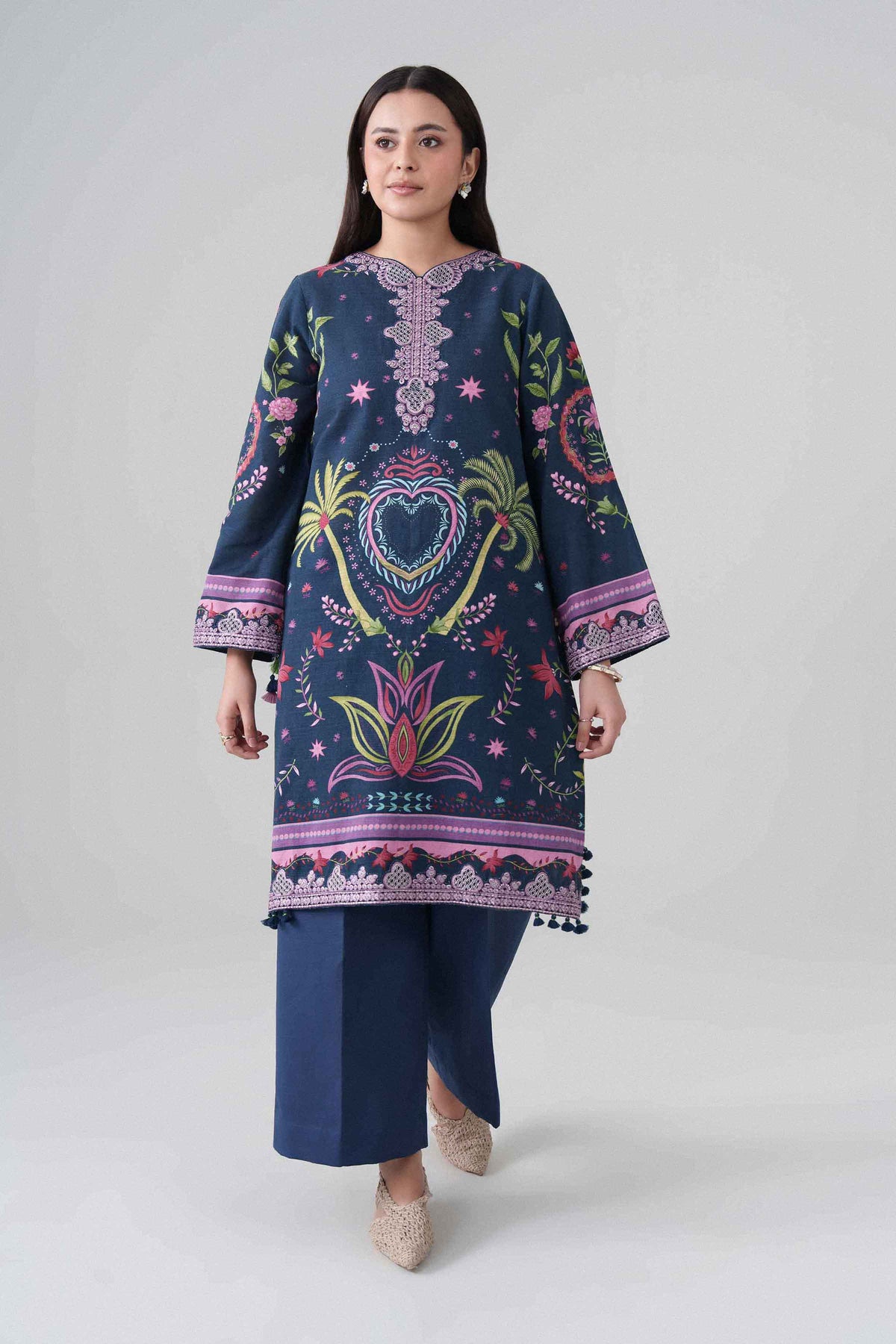 2 Piece - Digital Printed Embroidered Suit - U2STE-NISHA26WV1-31