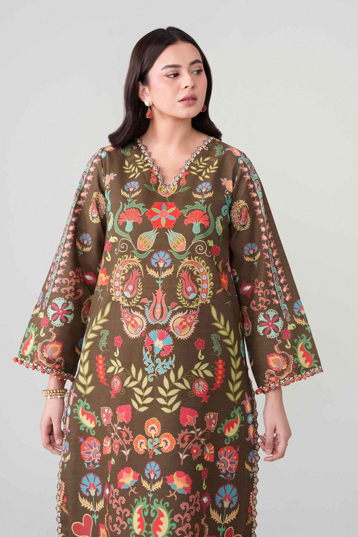 2 Piece - Digital Printed Embroidered Suit - U2STE-NISHA26WV1-33