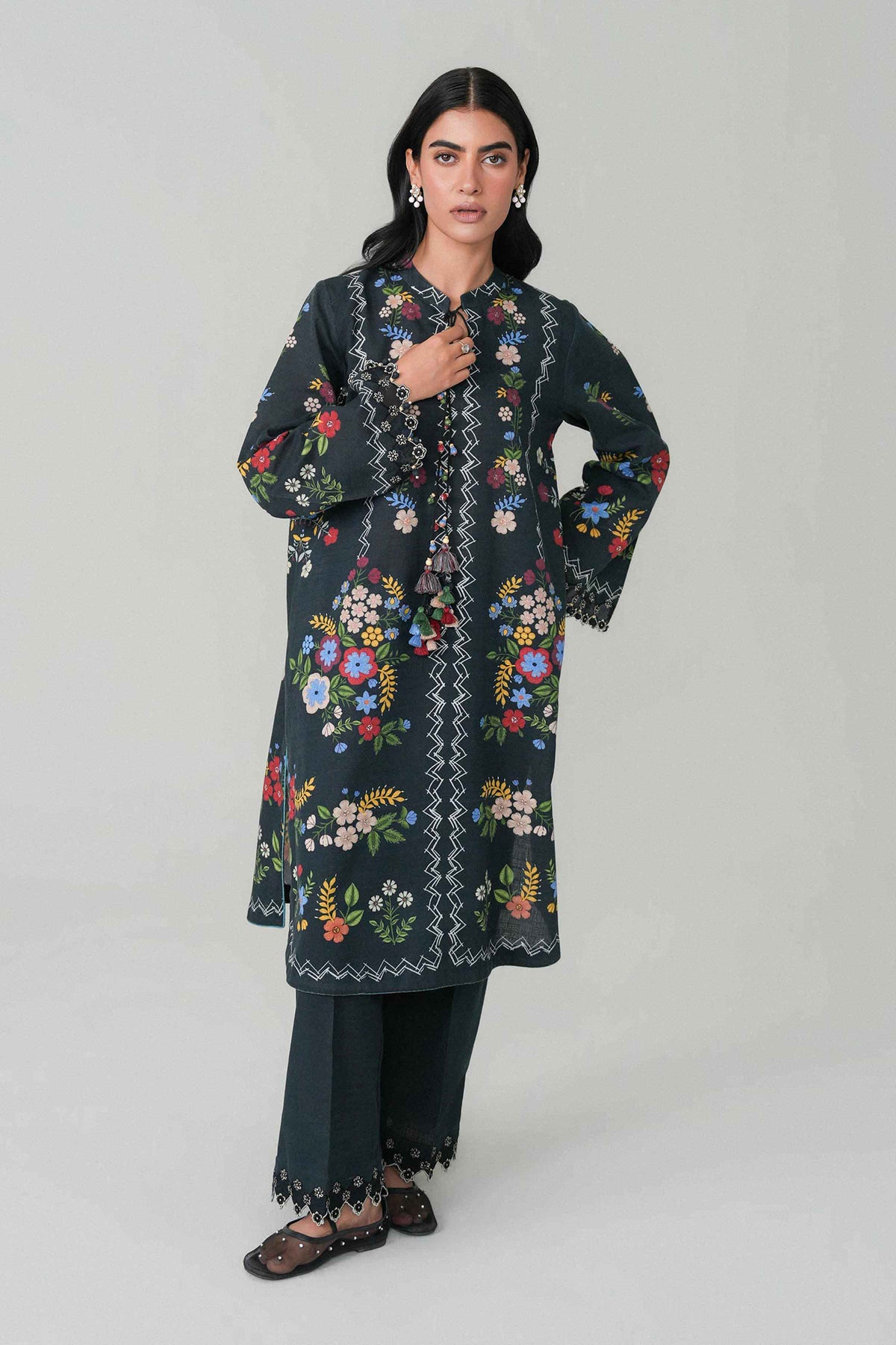 2 Piece - Digital Printed Embroidered Suit - U2STE-NISHA26WV1-36