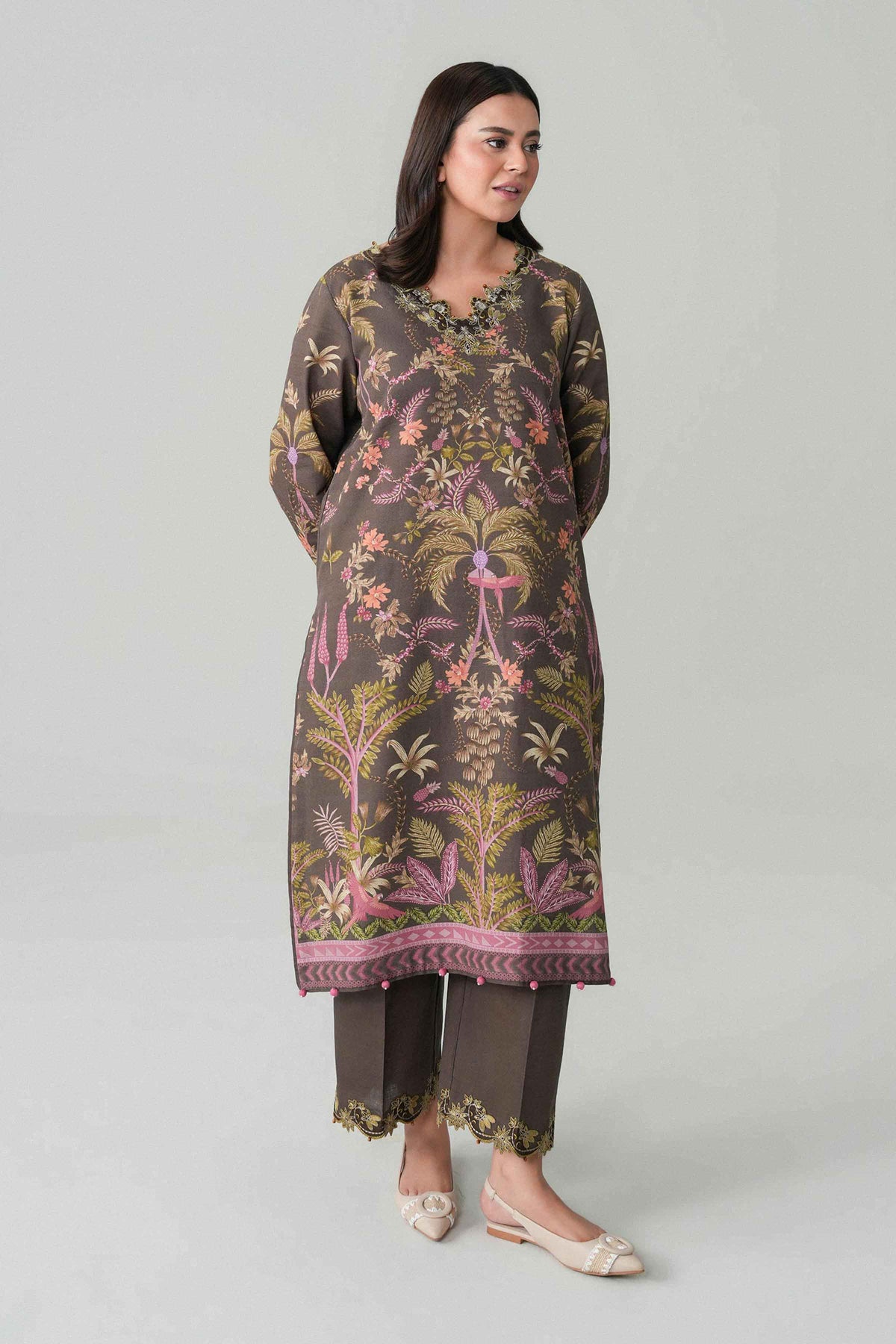 2 Piece - Digital Printed Embroidered Suit - U2STE-NISHA26WV1-40