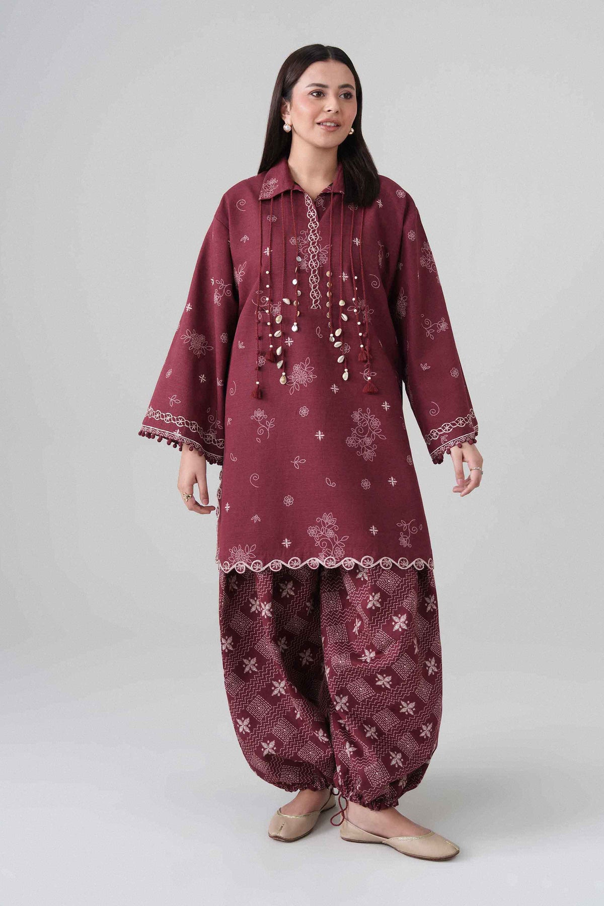 2 Piece - Printed Embroidered Suit - U2STE-NISHA26WV1-45