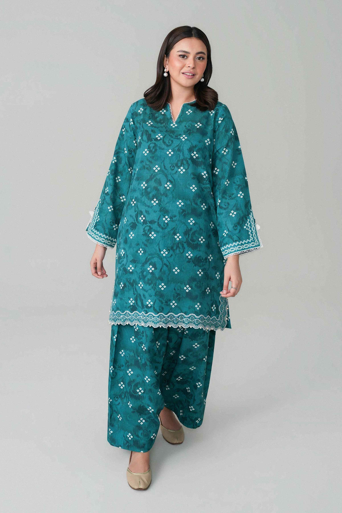 2 Piece - Printed Embroidered Suit - U2STE-NISHA26WV1-51