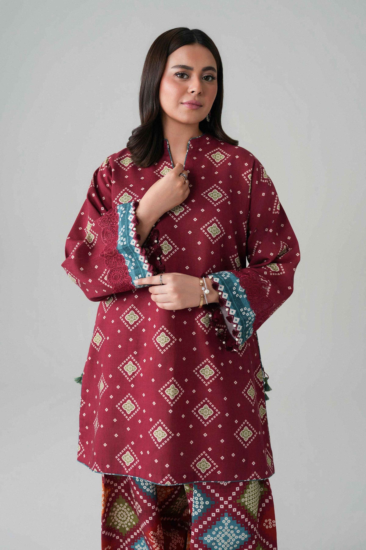 2 Piece - Printed Embroidered Suit - U2STE-NISHA26WV1-53