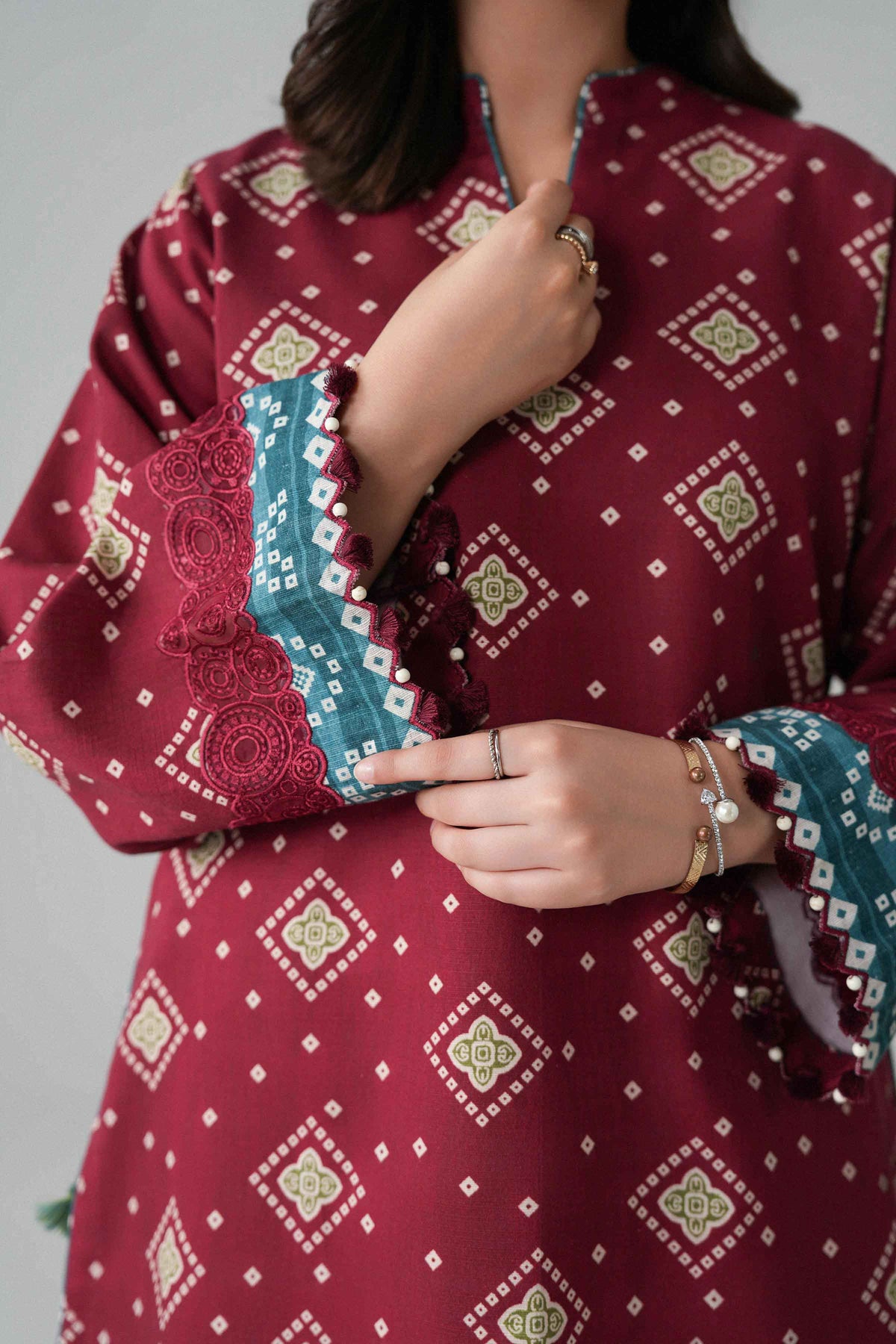 2 Piece - Printed Embroidered Suit - U2STE-NISHA26WV1-53